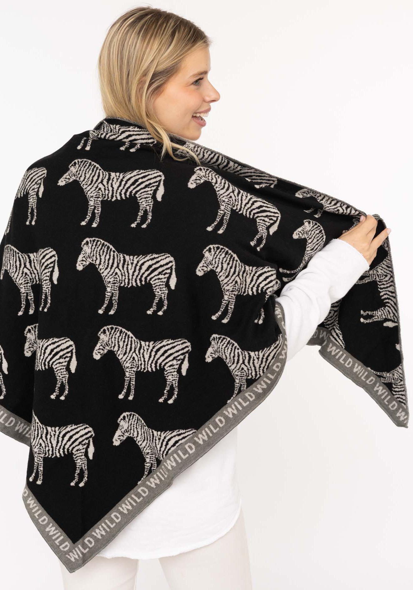 Zwillingsherz Dreieckstuch Feinstrick, Animal-Print, Statement