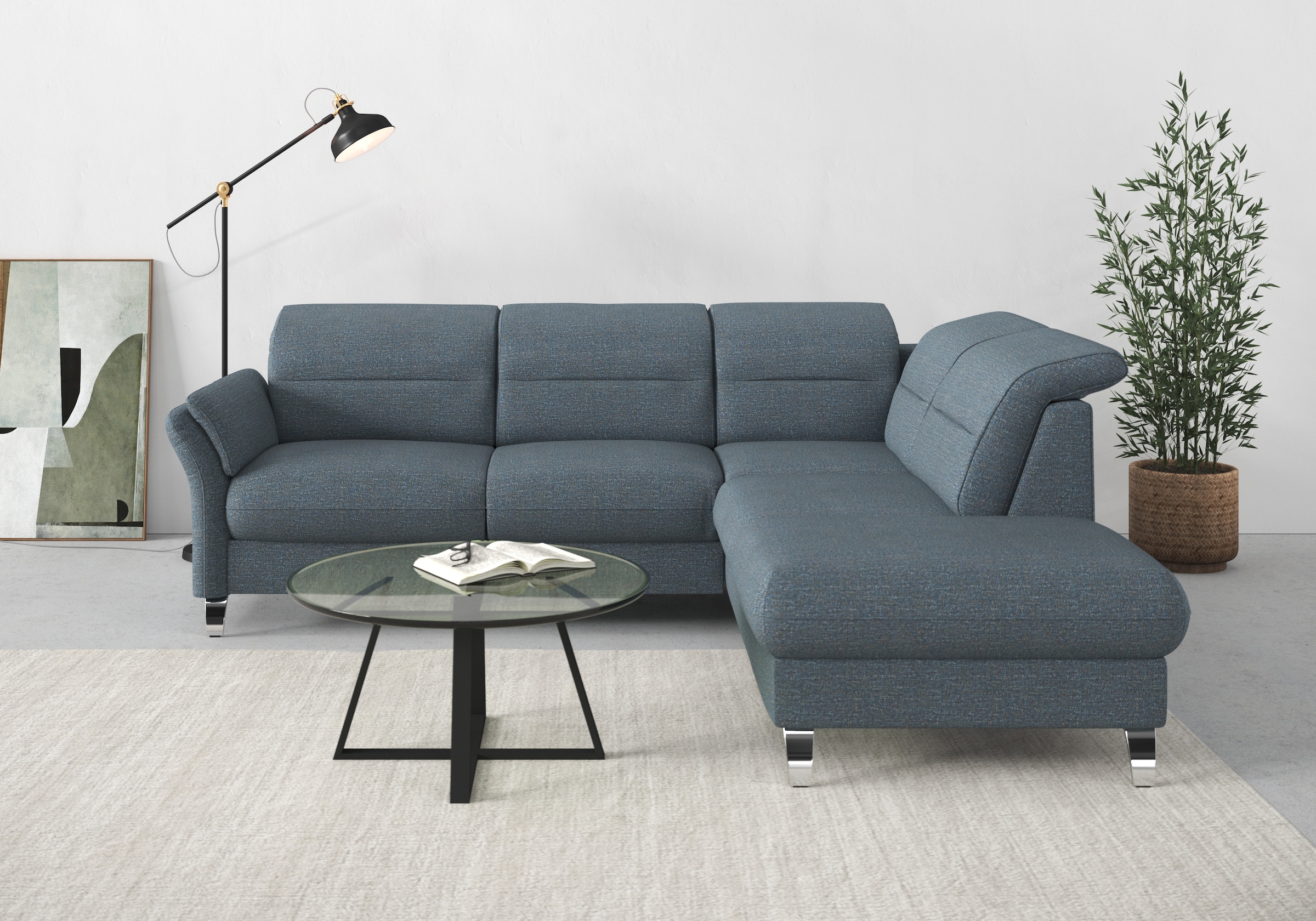 sit&more Ecksofa »Grenoble L-Form mit Federkern«, wahlweise mit Bettfunktion, Bettkasten, Arm- und Kopfteilverstellung