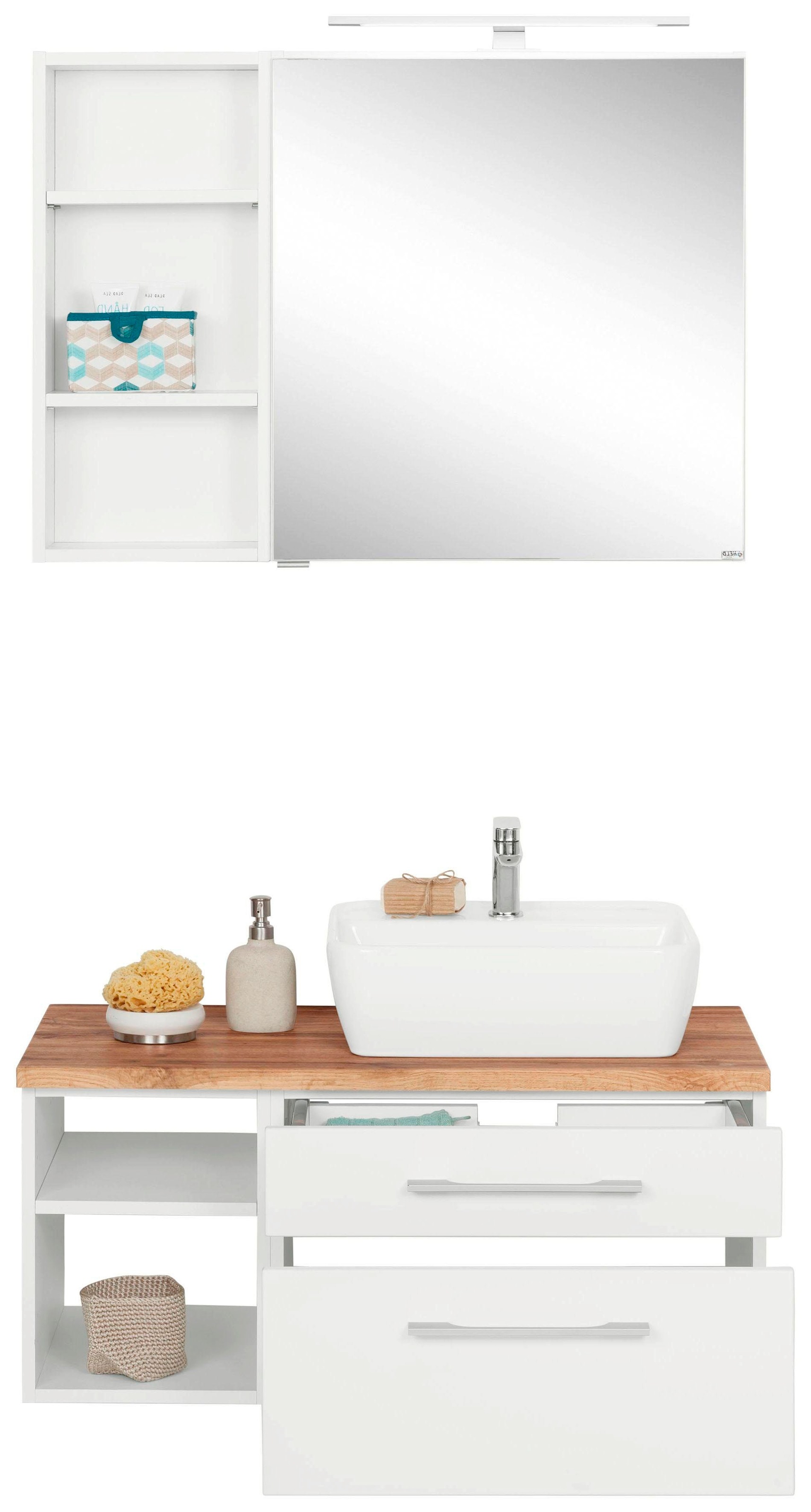 welltime Badmöbel-Set »Davos« 3 Stk. tlg. Spiegelschrank, Regal und Waschti günstig online kaufen