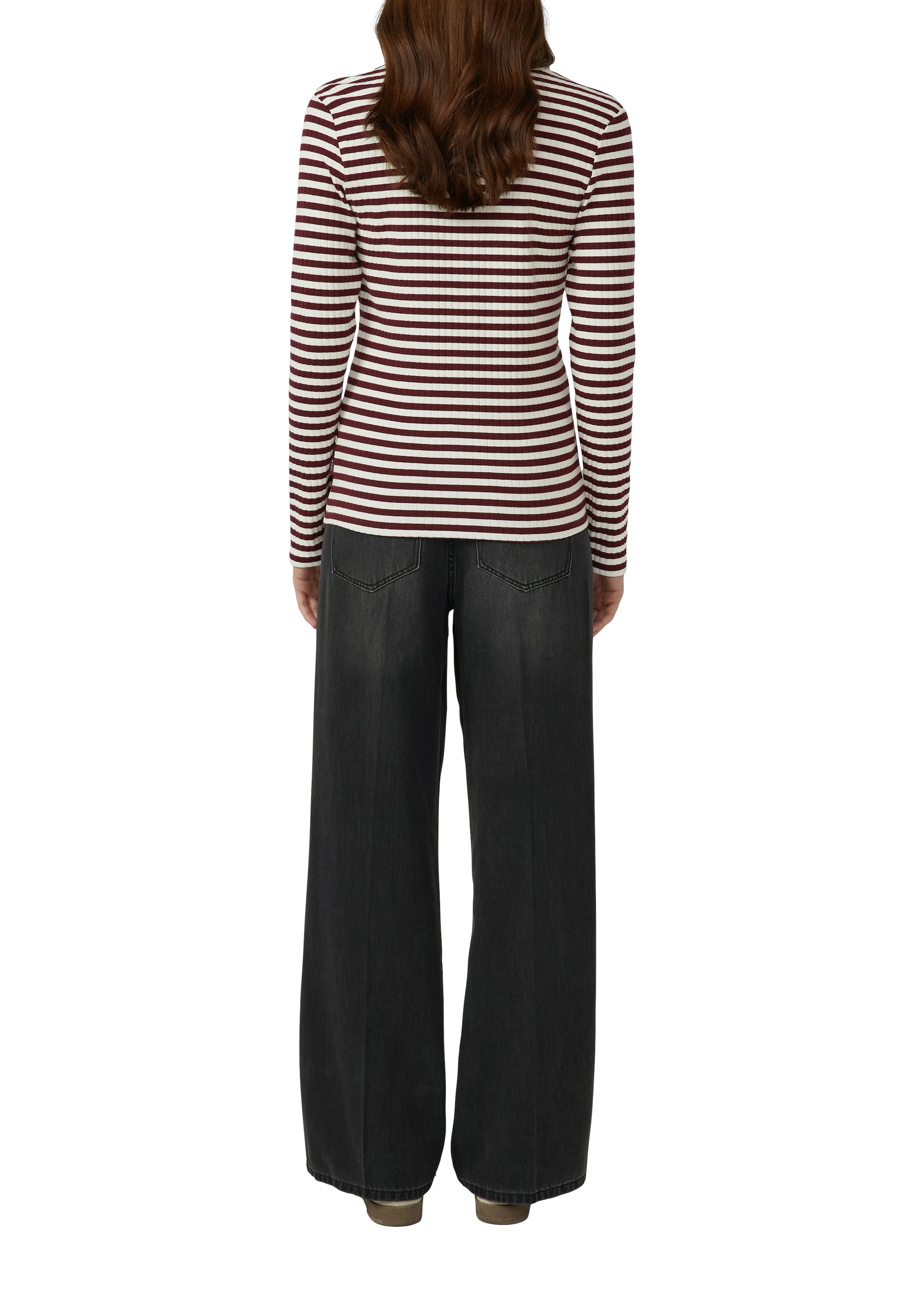 s.Oliver Langarmshirt mit kurzer Knopfleiste, in Ripp-Optik