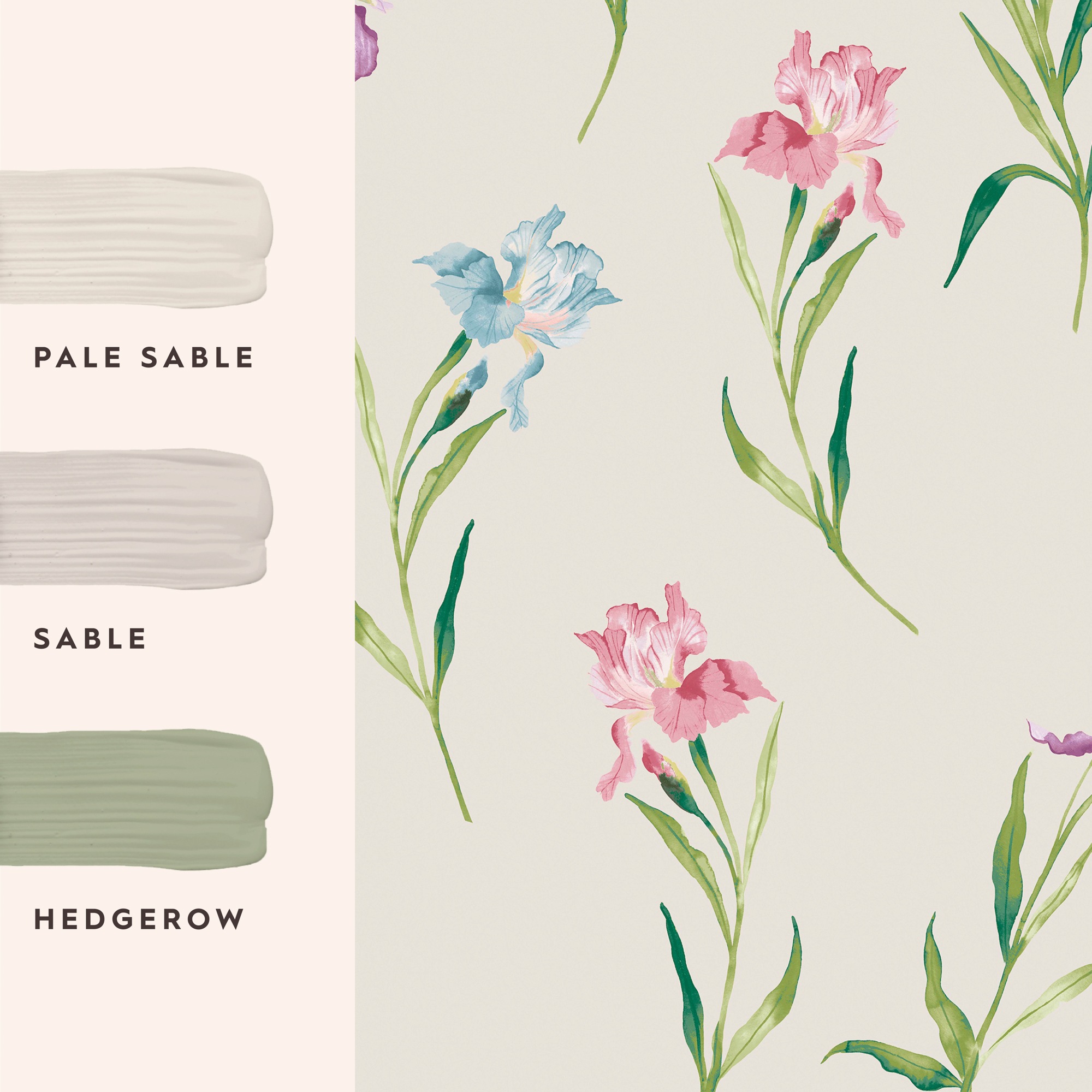 LAURA ASHLEY Vliestapete »Hawling Irises Soft Natural« geblümt glatt 10mx52cm (ca. 5m2)