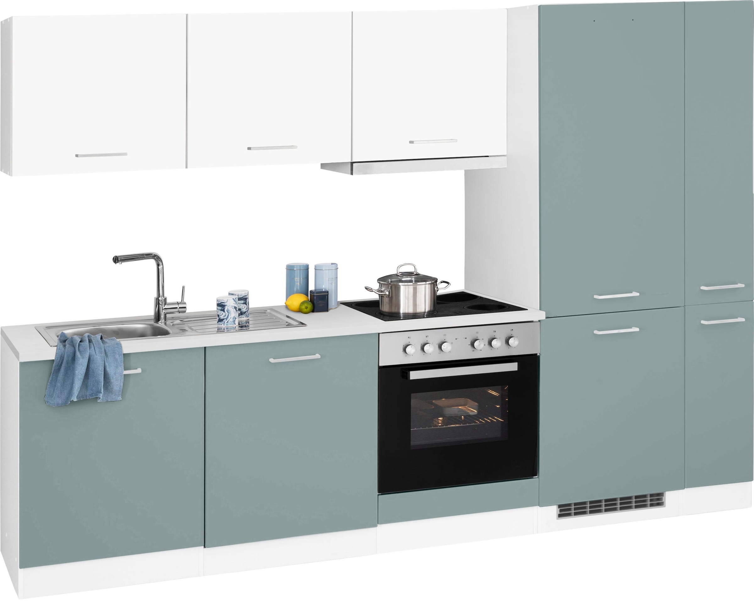 HELD MÖBEL Küchenzeile »Visby«, mit E-Geräten, Breite 270 cm, inkl.  Kühl/Gefrierkombination auf Rechnung bestellen