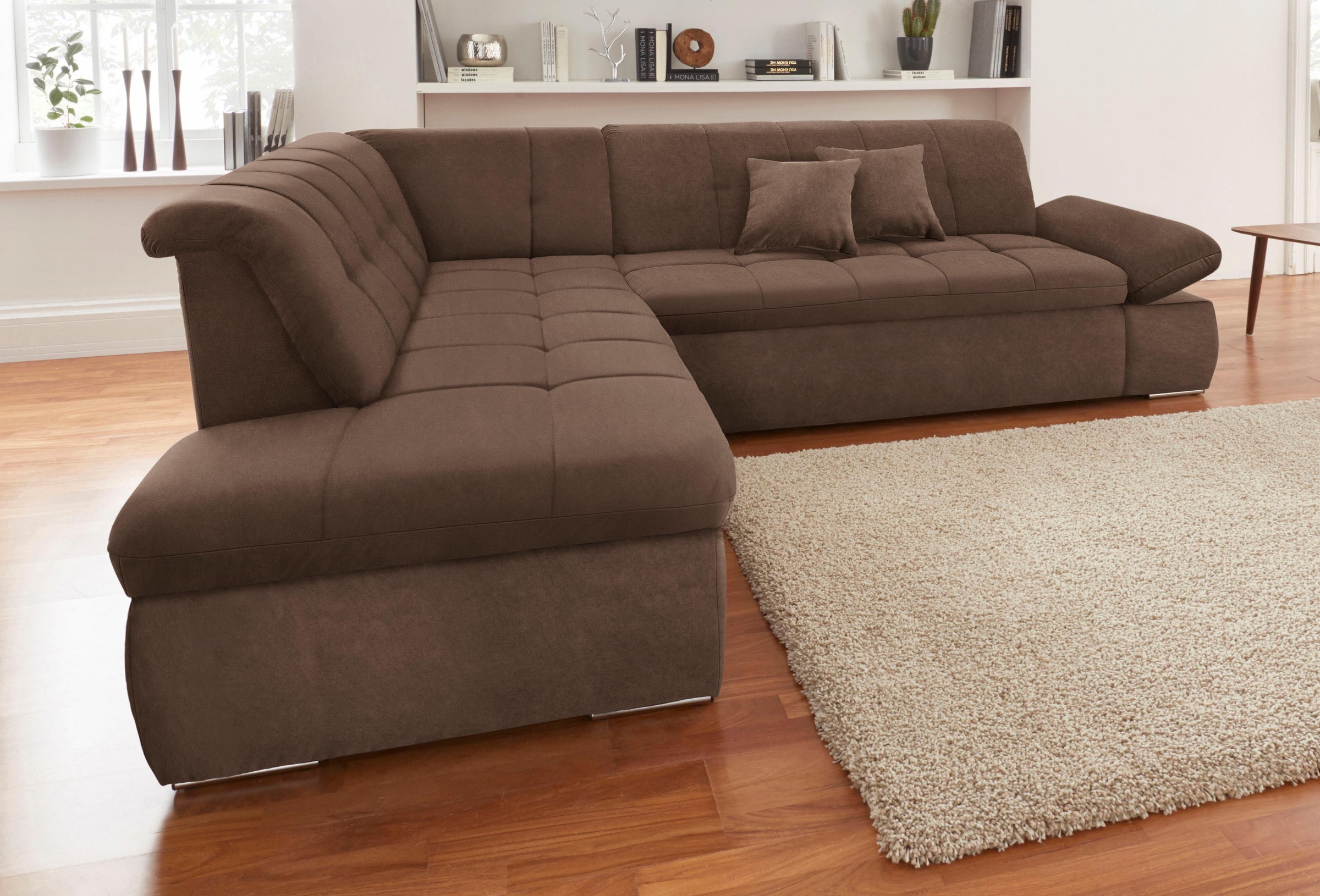 DOMO collection Ecksofa »NMoric incl. Zierkissen B/T/H: 273/216/80 cm L-For günstig online kaufen