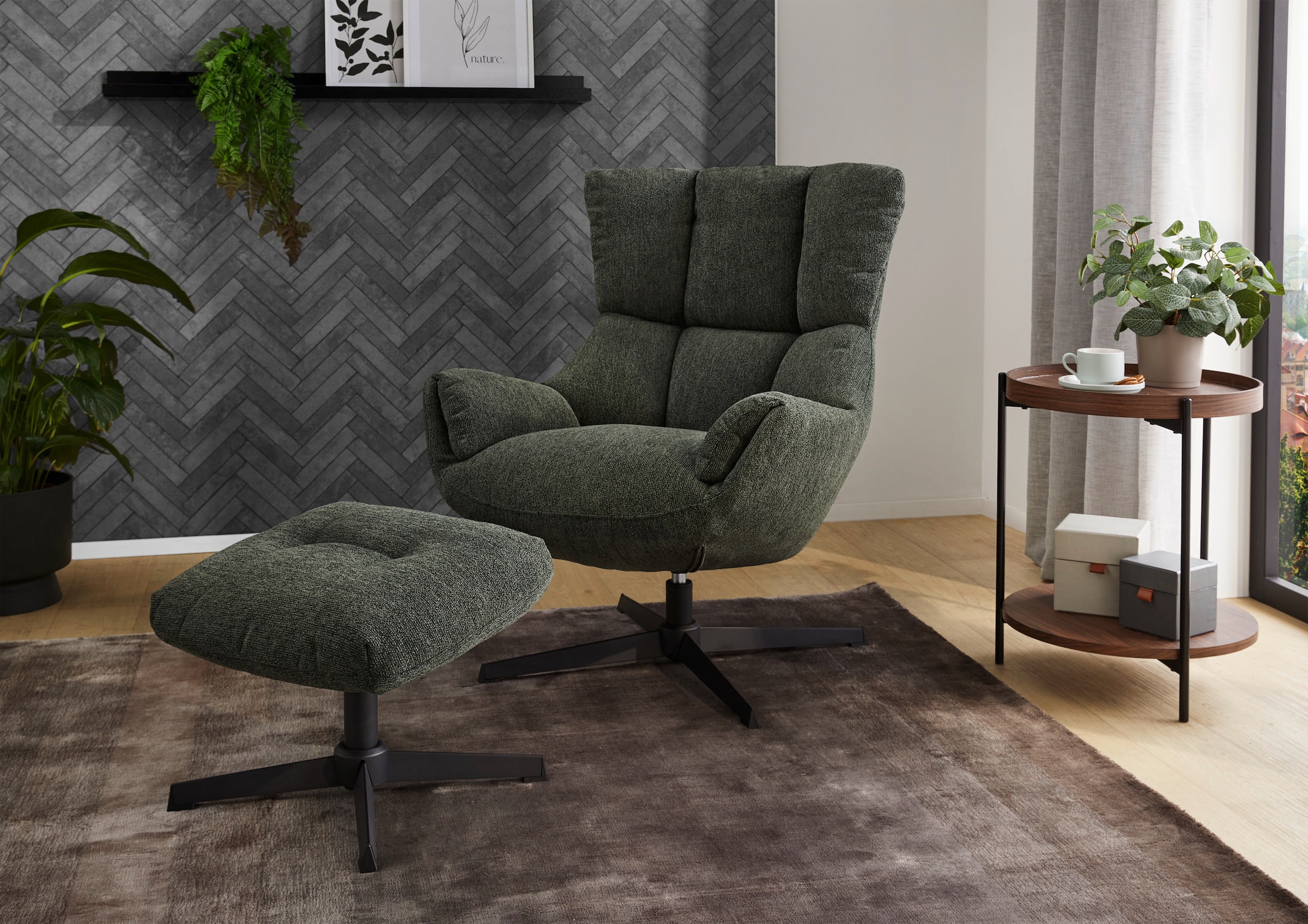 Jockenhöfer Gruppe Relaxsessel »Melania« inklusive Hocker, 360° Drehfunktio günstig online kaufen