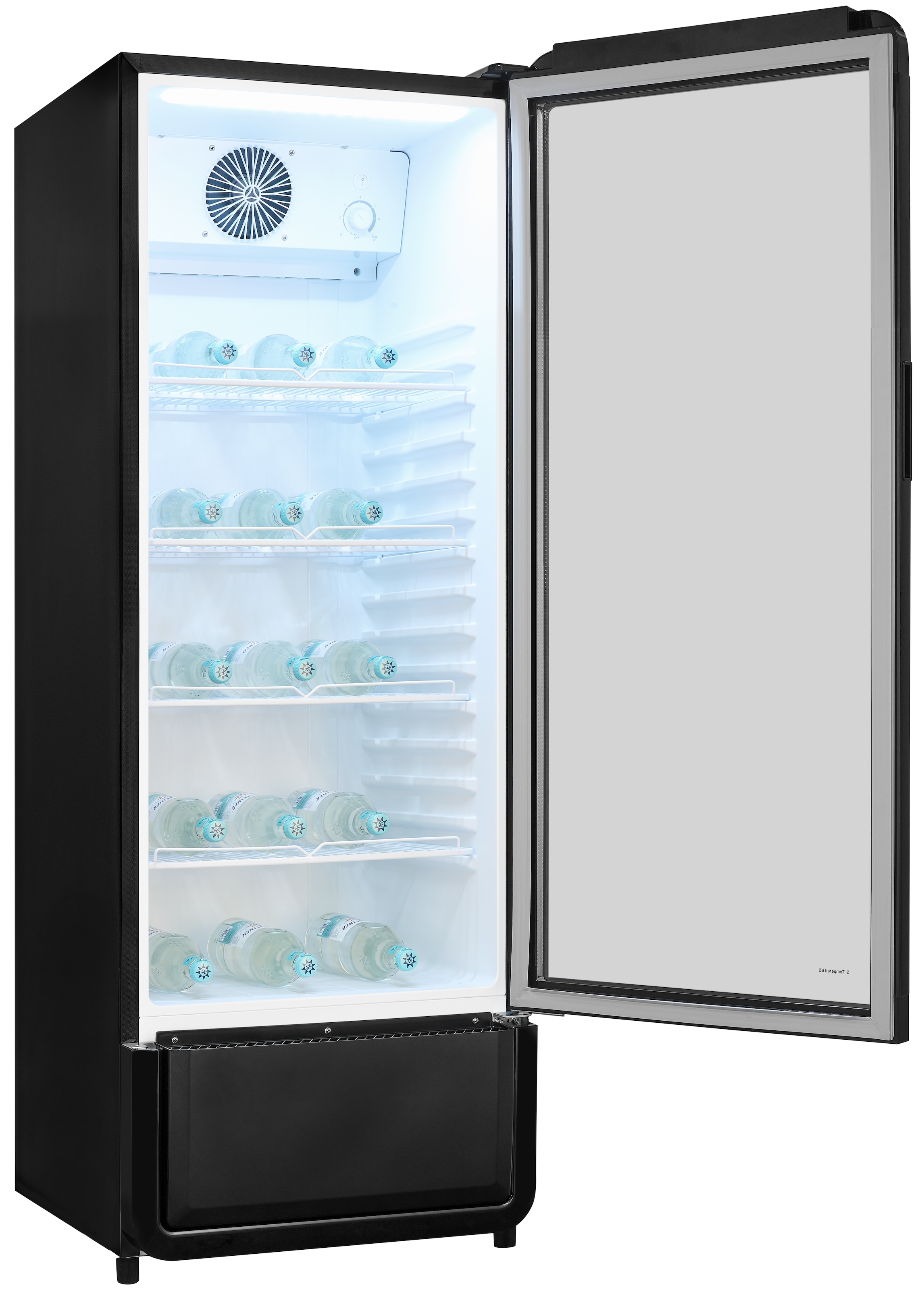 exquisit Getränkekühlschrank GKS220-GT-431D schwarz »GKS220-GT-431D schwarz« 152,5 cm hoch 54 cm breit PAlles auf einen Blick dank Isolierglastür und übersichtliche Lagerung