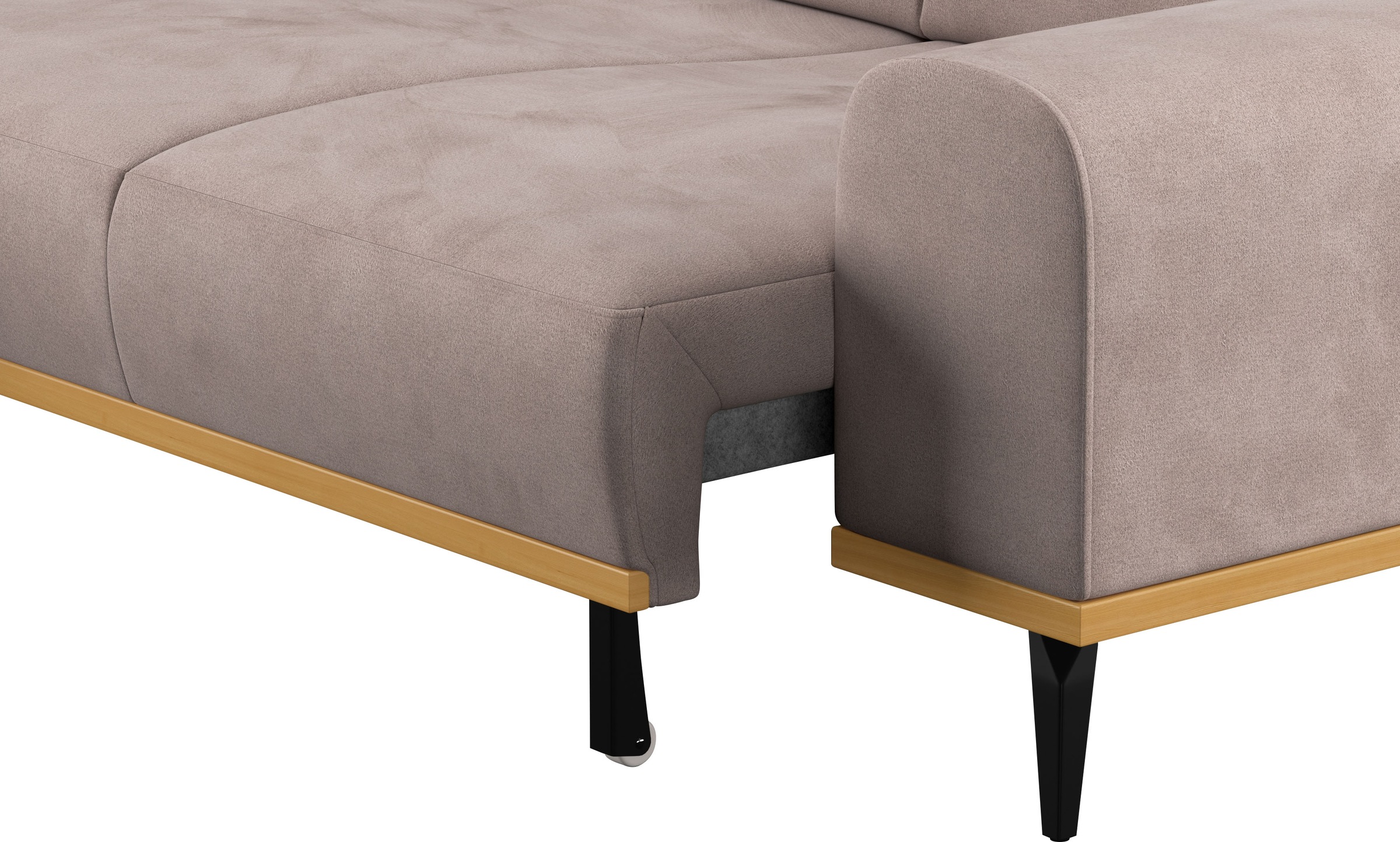 Places of Style Ecksofa »Carlo L-Form«, mit Kopfteilverstellung & Holz-Rahmenoptik, wahlweise Relaxfunktion