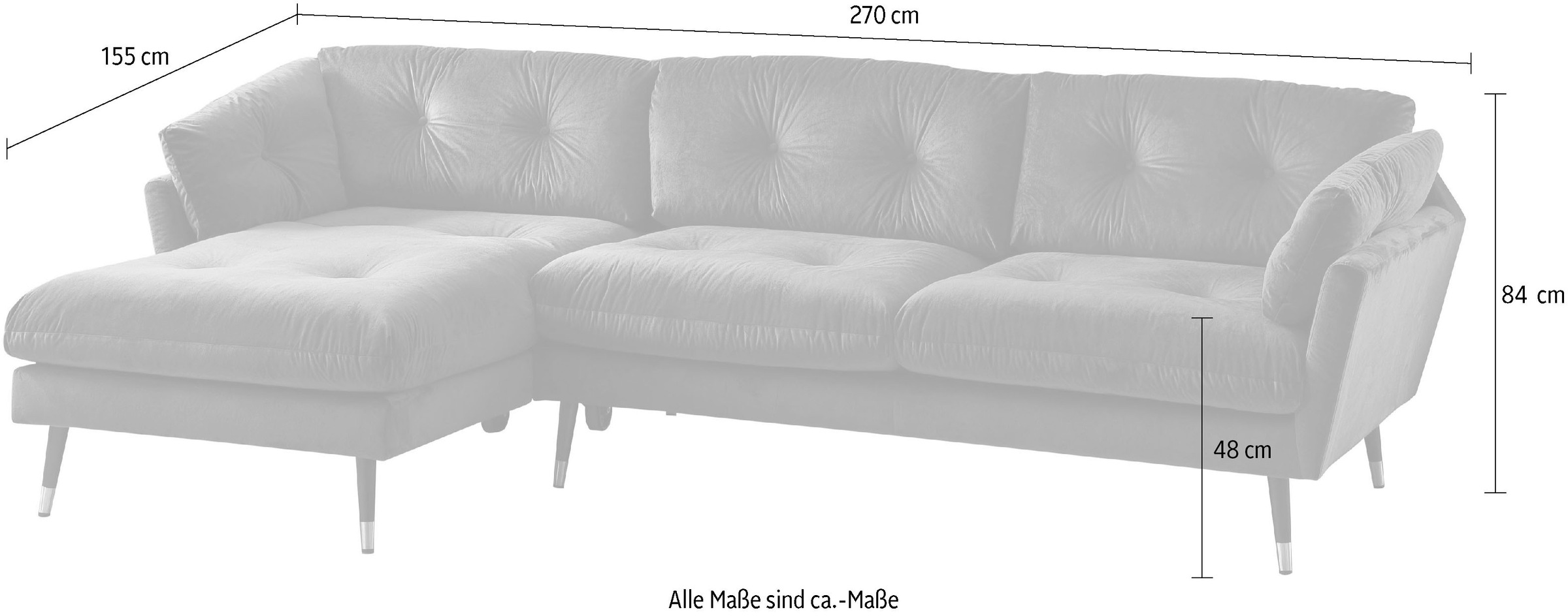 Trends by HG Ecksofa »Japan L-Form«, mit Fuß in Holz-Metallkombination, Recamiere rechts oder links
