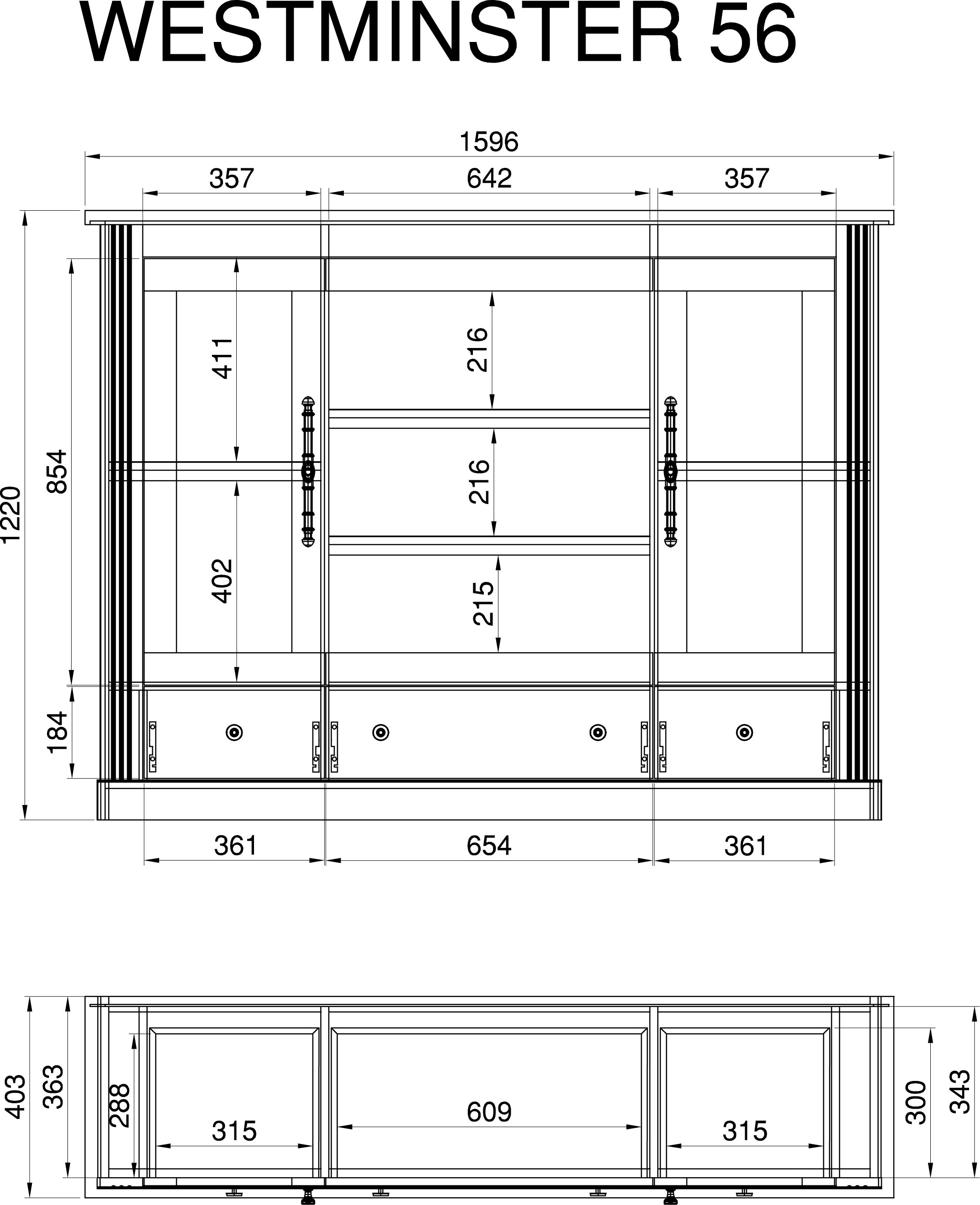 Home affaire Highboard »Westminster BESTSELLER!«, (Höhe ca. 122cm), im angesagten Landhaus-Look