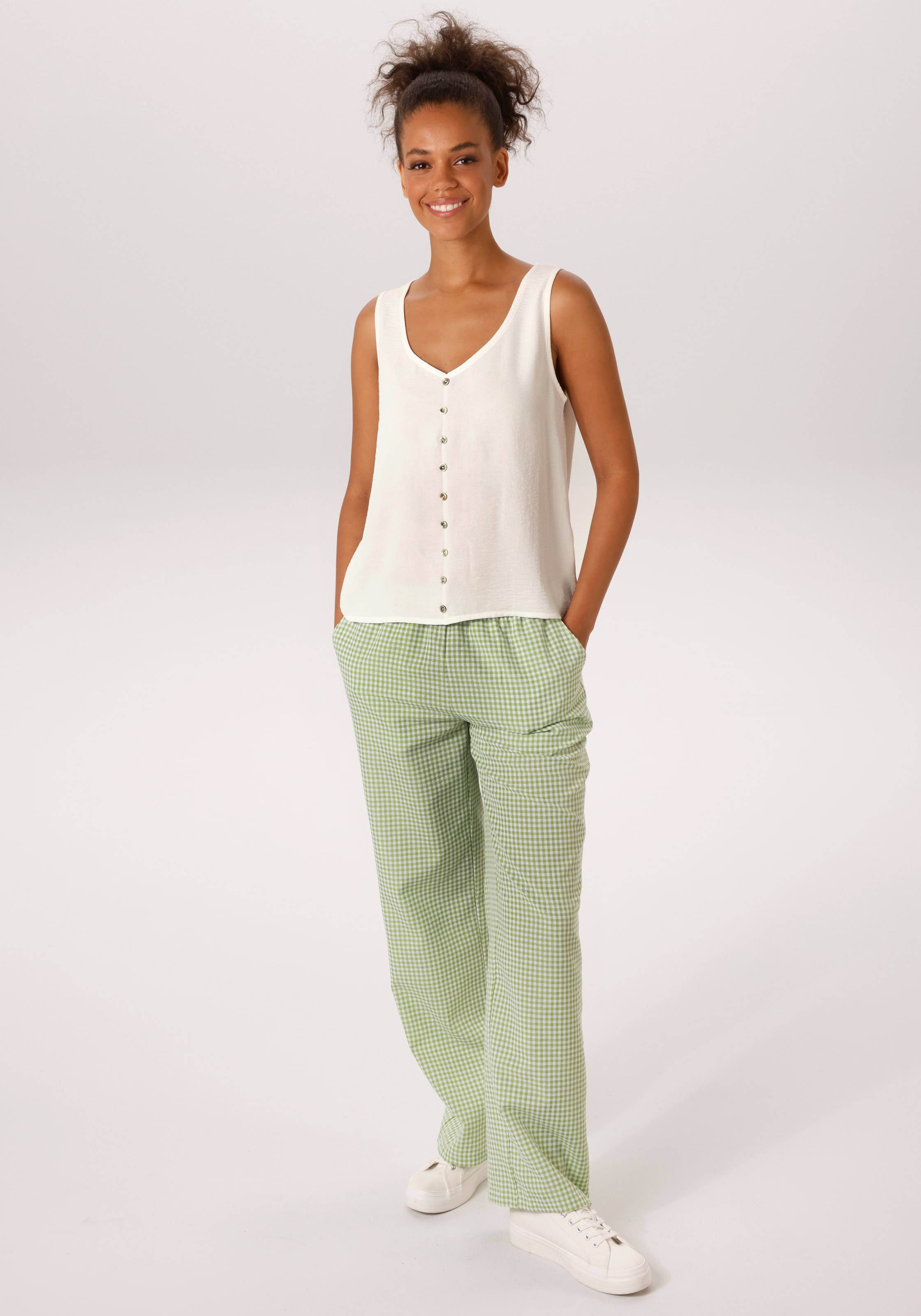 Aniston CASUAL Blusentop in Leinen-Optik