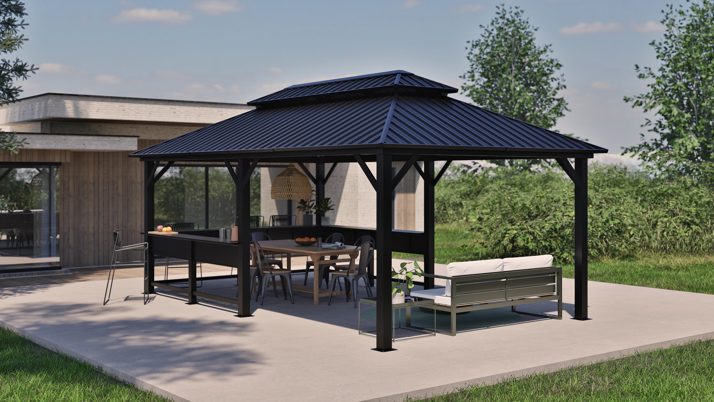 Sojag Pavillon »Bondi 1220 Schwarz« 598,7x363,8x307cm
