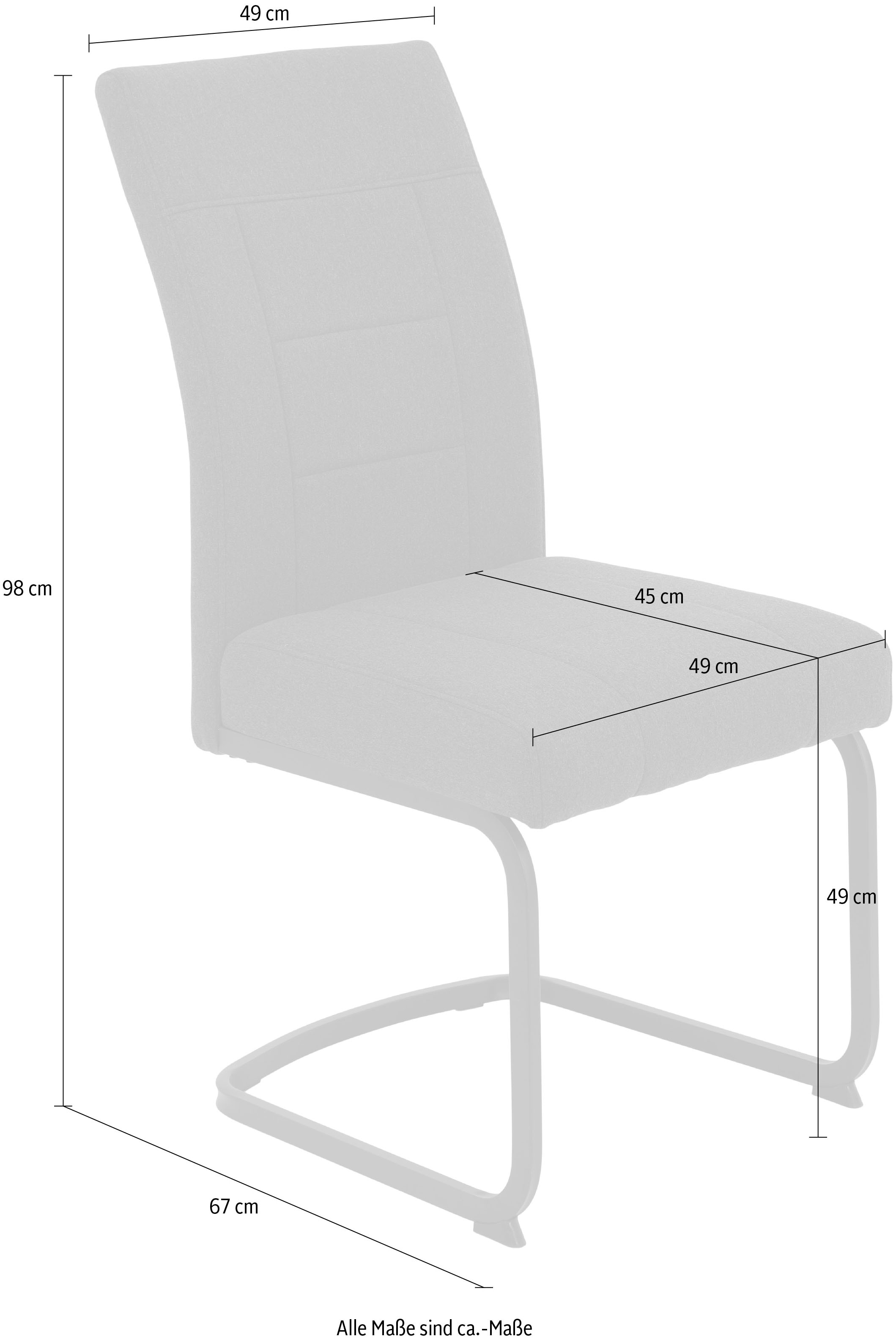 HELA Freischwinger »BRINDISI, Esszimmerstuhl«, (Set), 2 St., Webstoff-Flachgewebe, XL-Sitz,Federkorb,140kg belastbar,Zertifizierter "Waterfree" Stoff