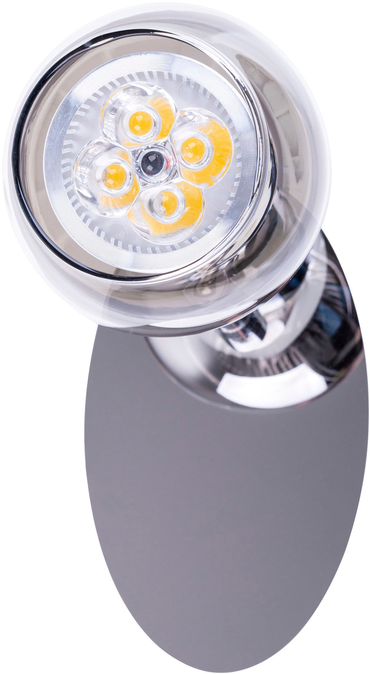 näve Wandstrahler »Boccia«, 1 flammig, Leuchtmittel GU10 | LED wechselbar, 1flg. incl. LED GU10 6W, chrom, Glasschirm, verstellbarer Spot, D:14cm