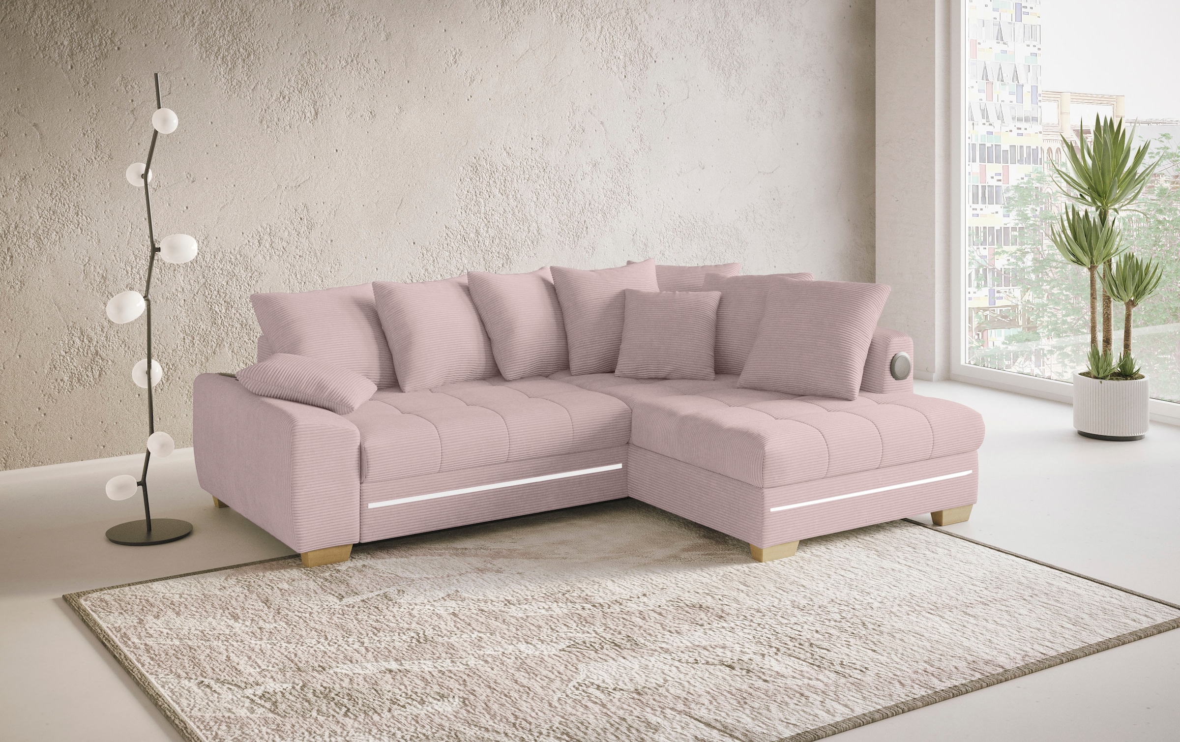 Mr. Couch Ecksofa »Nikita II, L-Form«, mit Kaltschaum, RGB-LED, Soundsystem günstig online kaufen