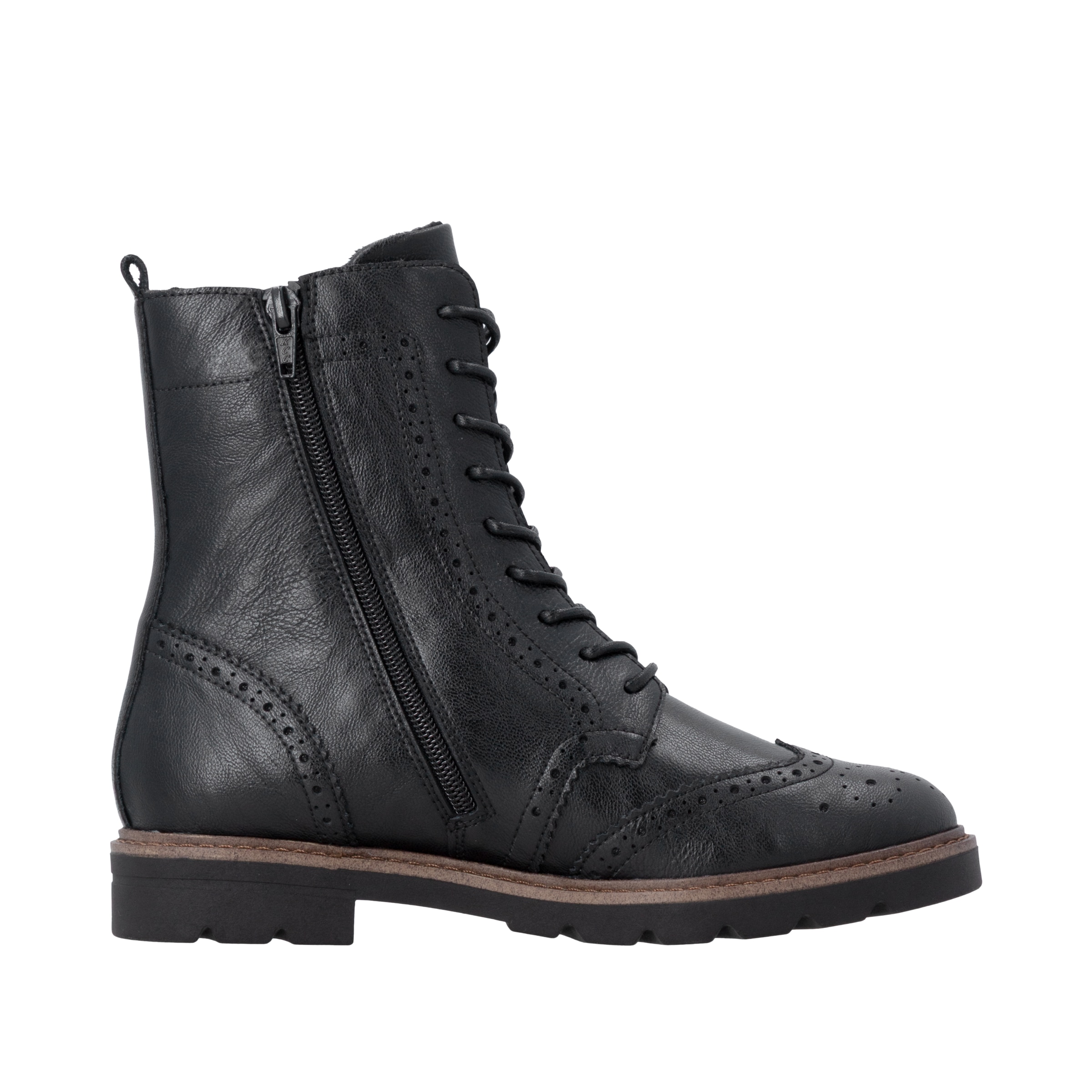 Remonte Schnürstiefelette  Blockabsatz, Schnürboots mit Ziernähten und Lyralochmuster