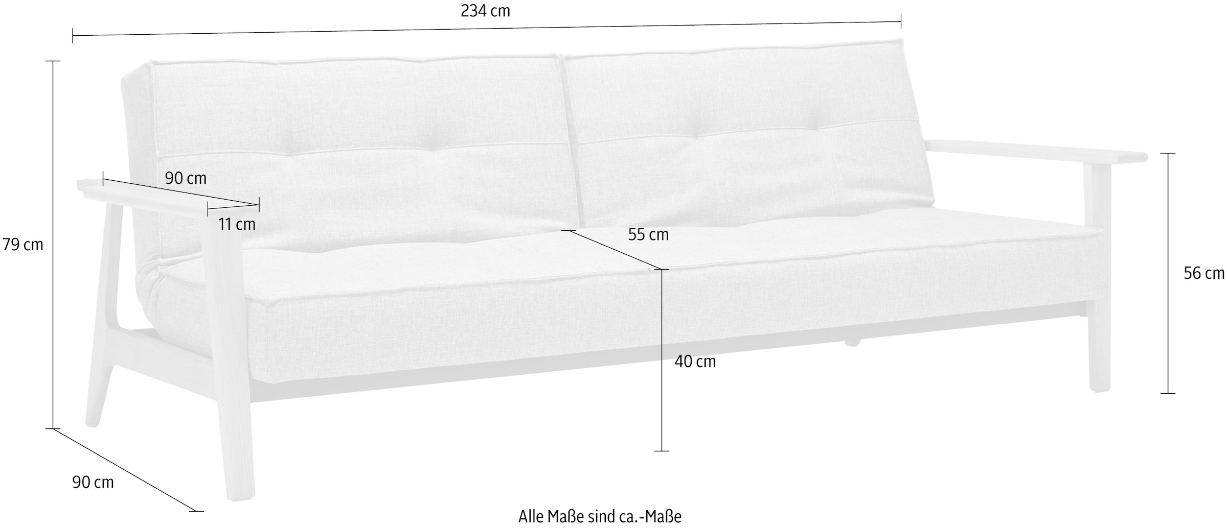 INNOVATION LIVING ™ Schlafsofa »Splitback Frej, Dauerschlafsofa, bequem mit Federkernunterfederung«, mit stabilen Armlehnen, in skandinavischem Design