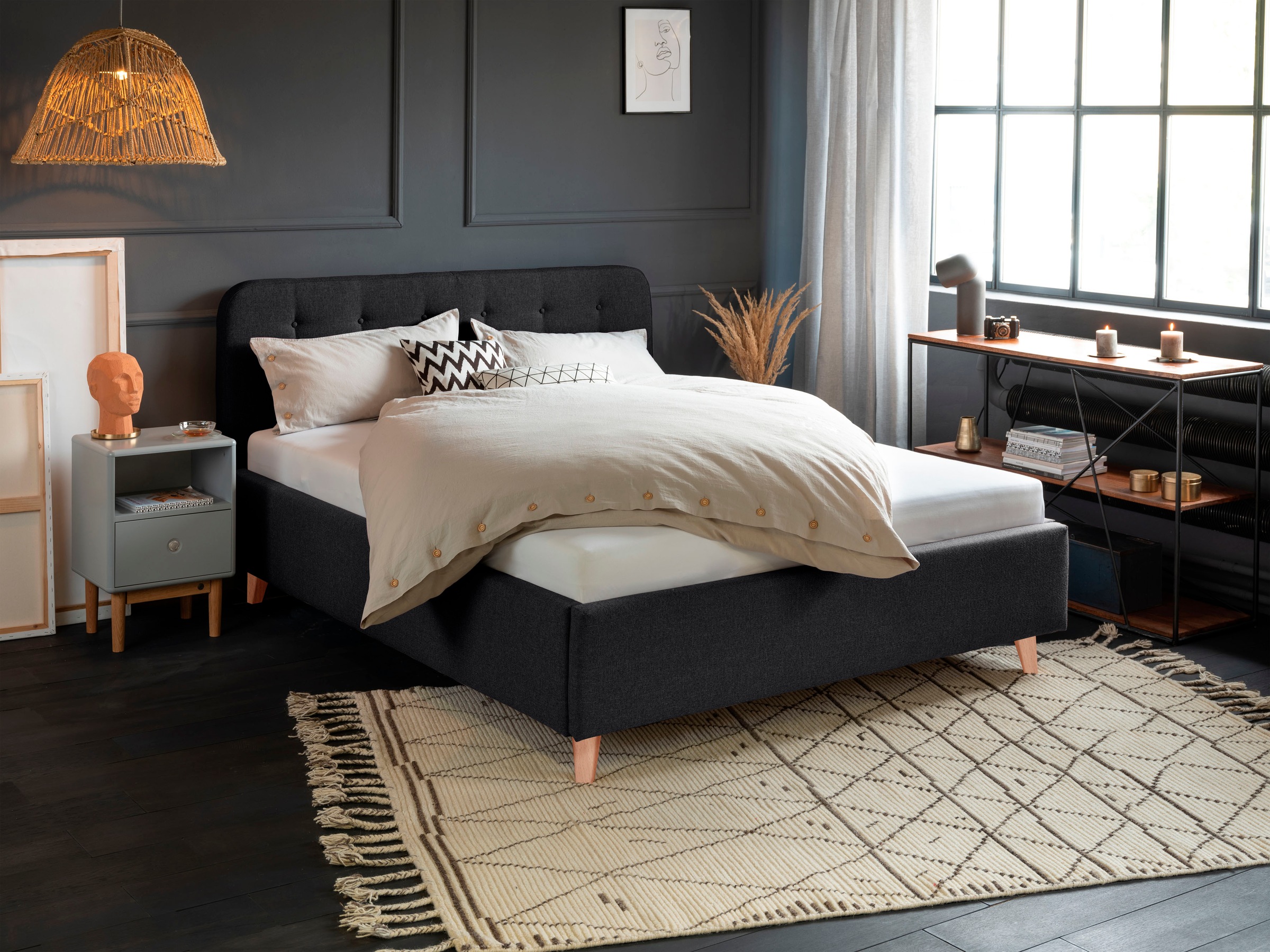 2. Bild von TOM TAILOR HOME Polsterbett »NORDIC BED«, mit Knopfheftung im Kopfteil, Füße Buche natur