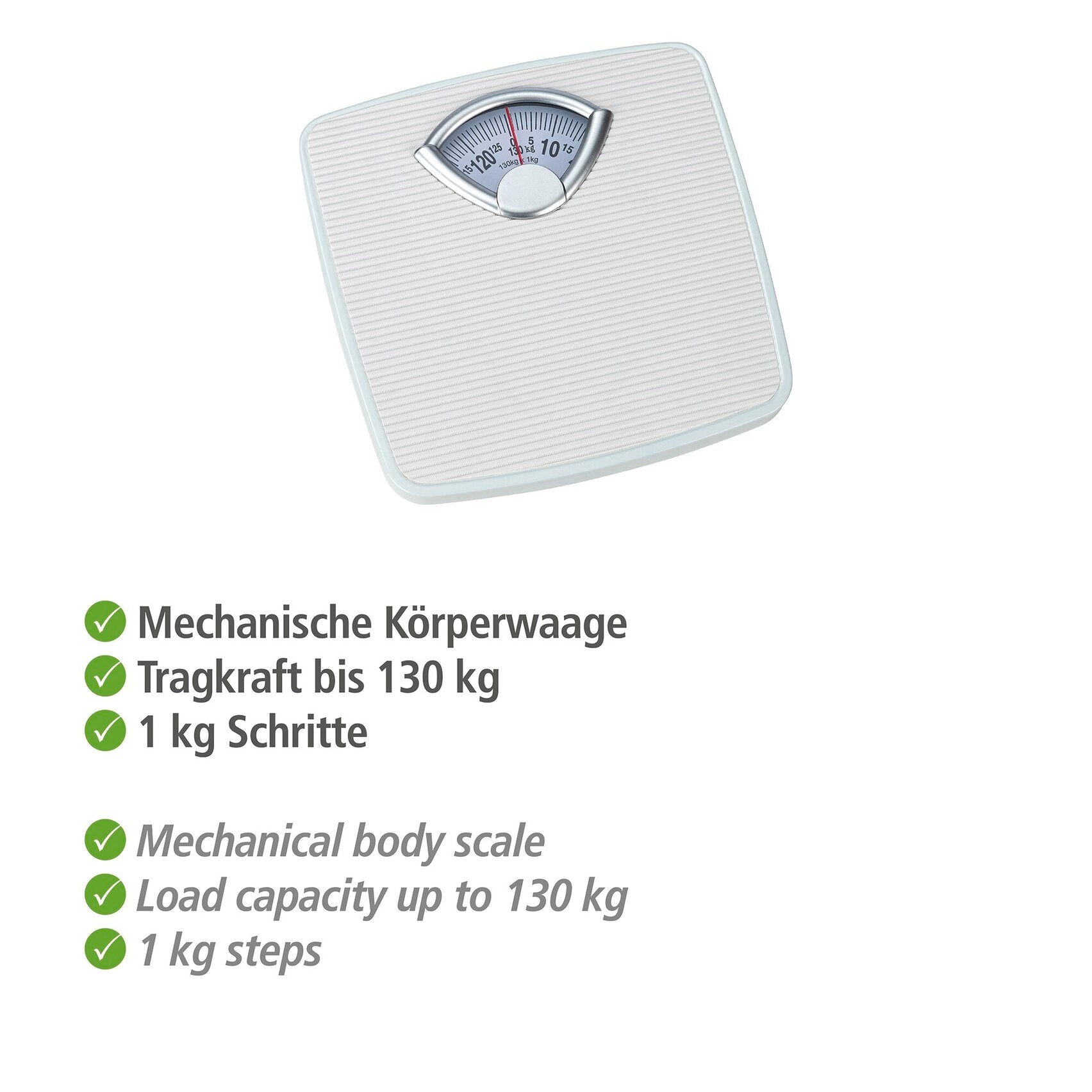 WENKO Personenwaage analoge Körperwaage bis 130 kg