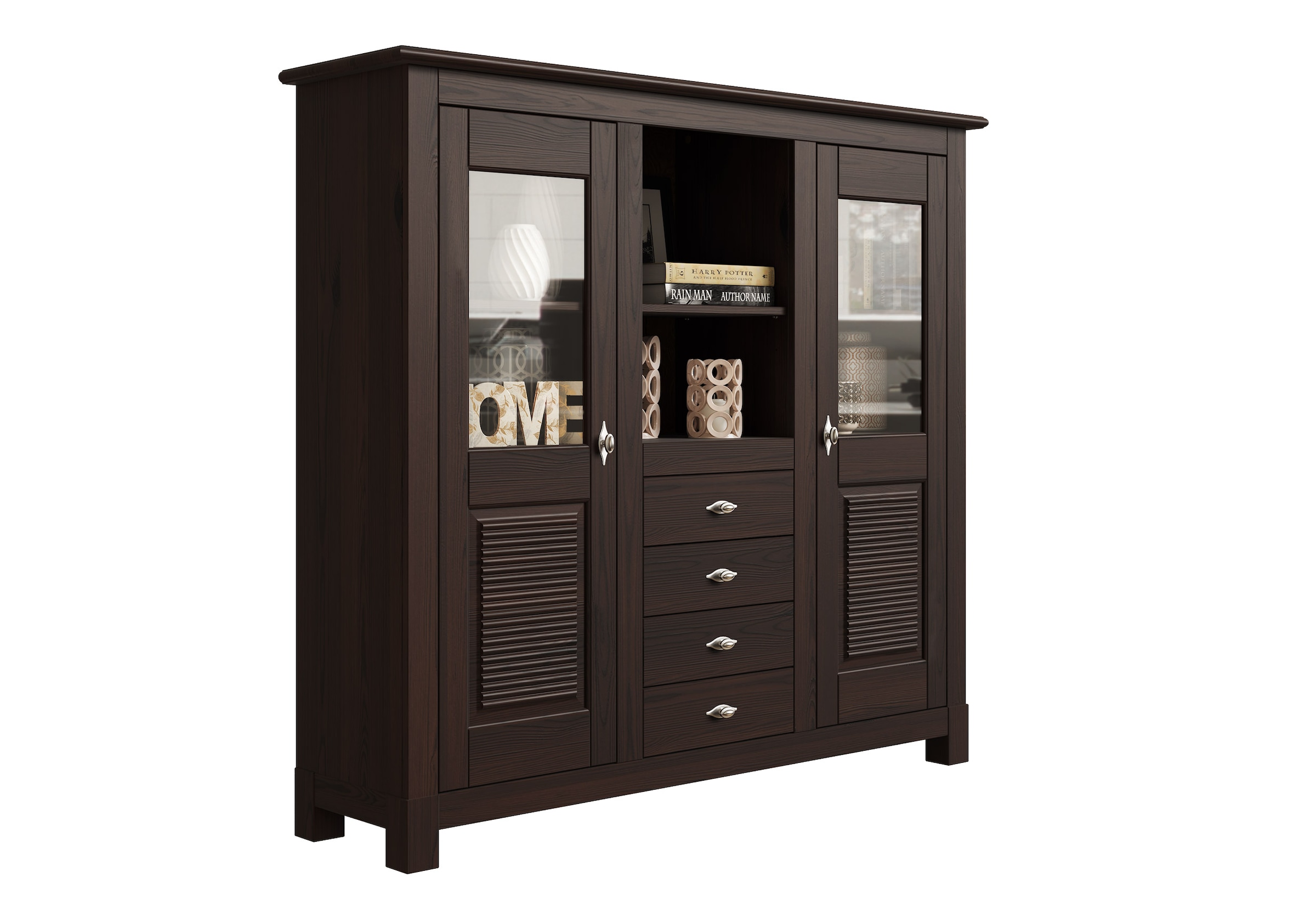 Home affaire Buffet »Rauna«, Highboard, massive Kiefer, Türen mit Glaseinsä günstig online kaufen