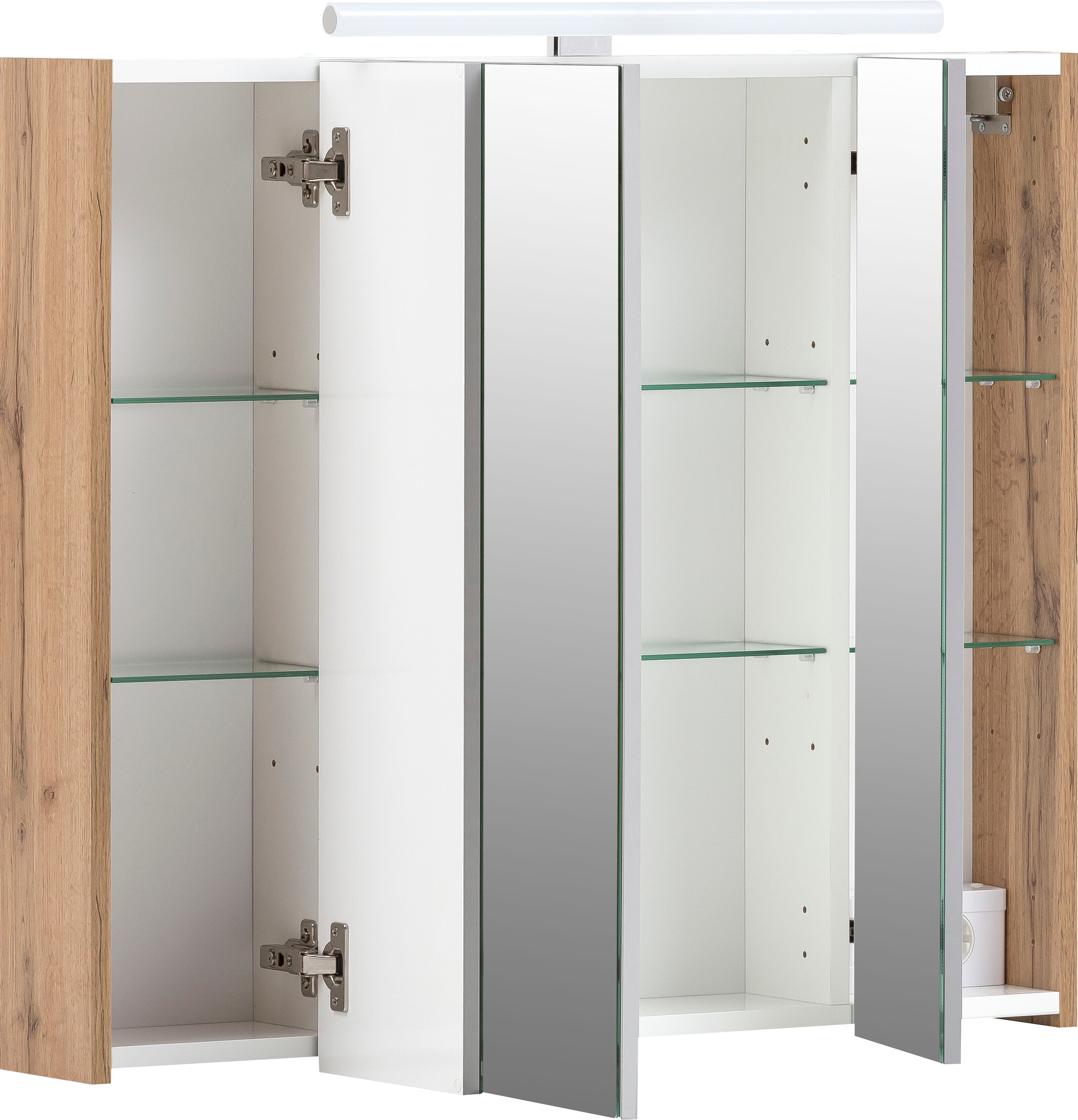 Schildmeyer Spiegelschrank »Duo« Breite 80 cm, 3-türig, LED-Beleuchtung, Schalter-/Steckdosenbox