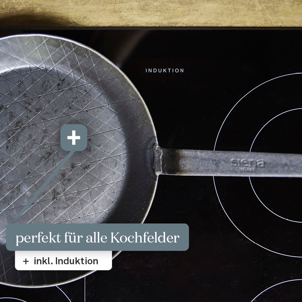 Siena Home Bratpfanne »Fermo«, Gusseisen, (1 tlg.), flach, schmiedeeisern, Hakenstiel, Made in Germany, Induktion