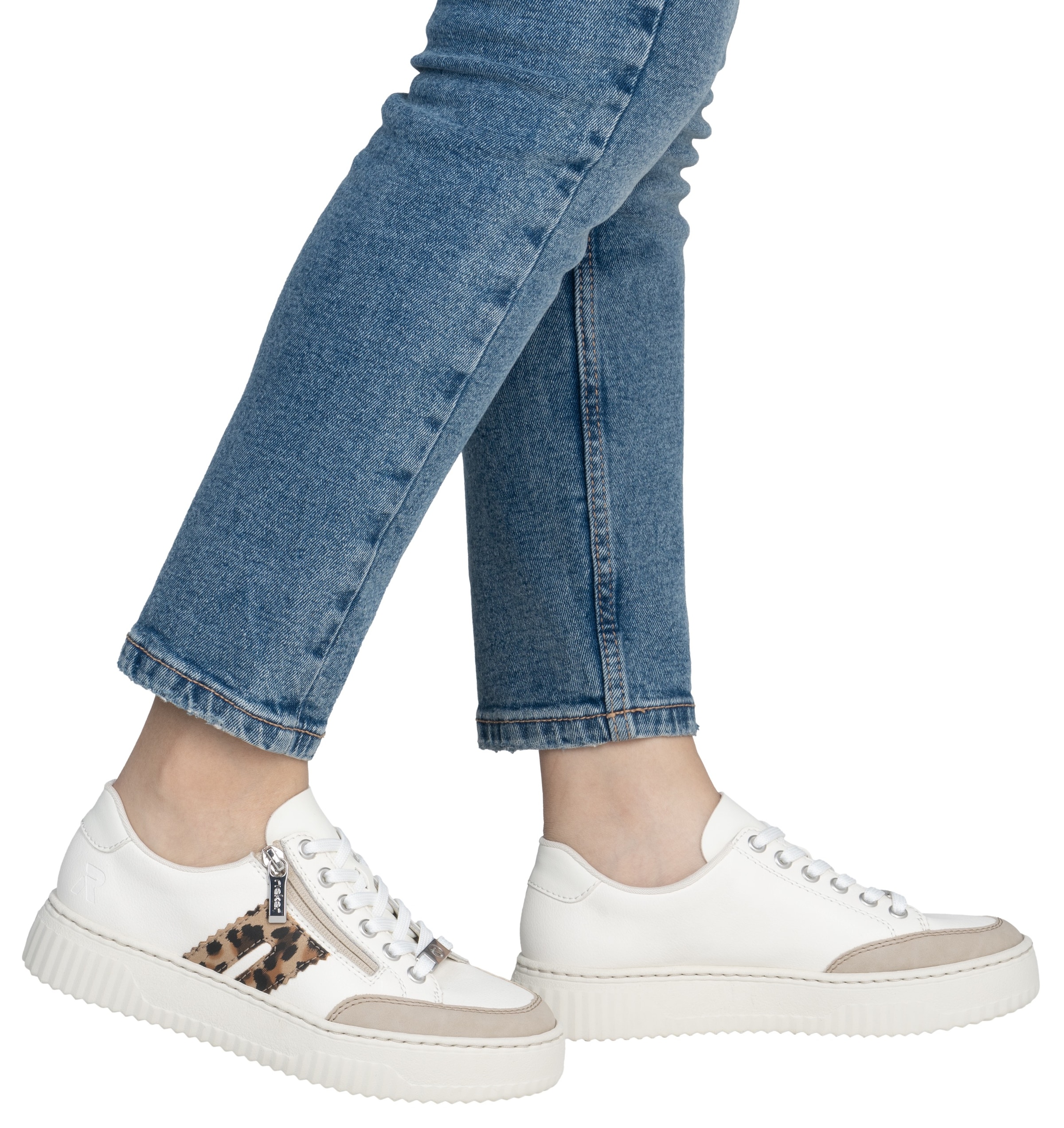 Rieker Plateausneaker  Halbschuh, Schnürschuh, Casual-Sneaker mit leo-Besatz
