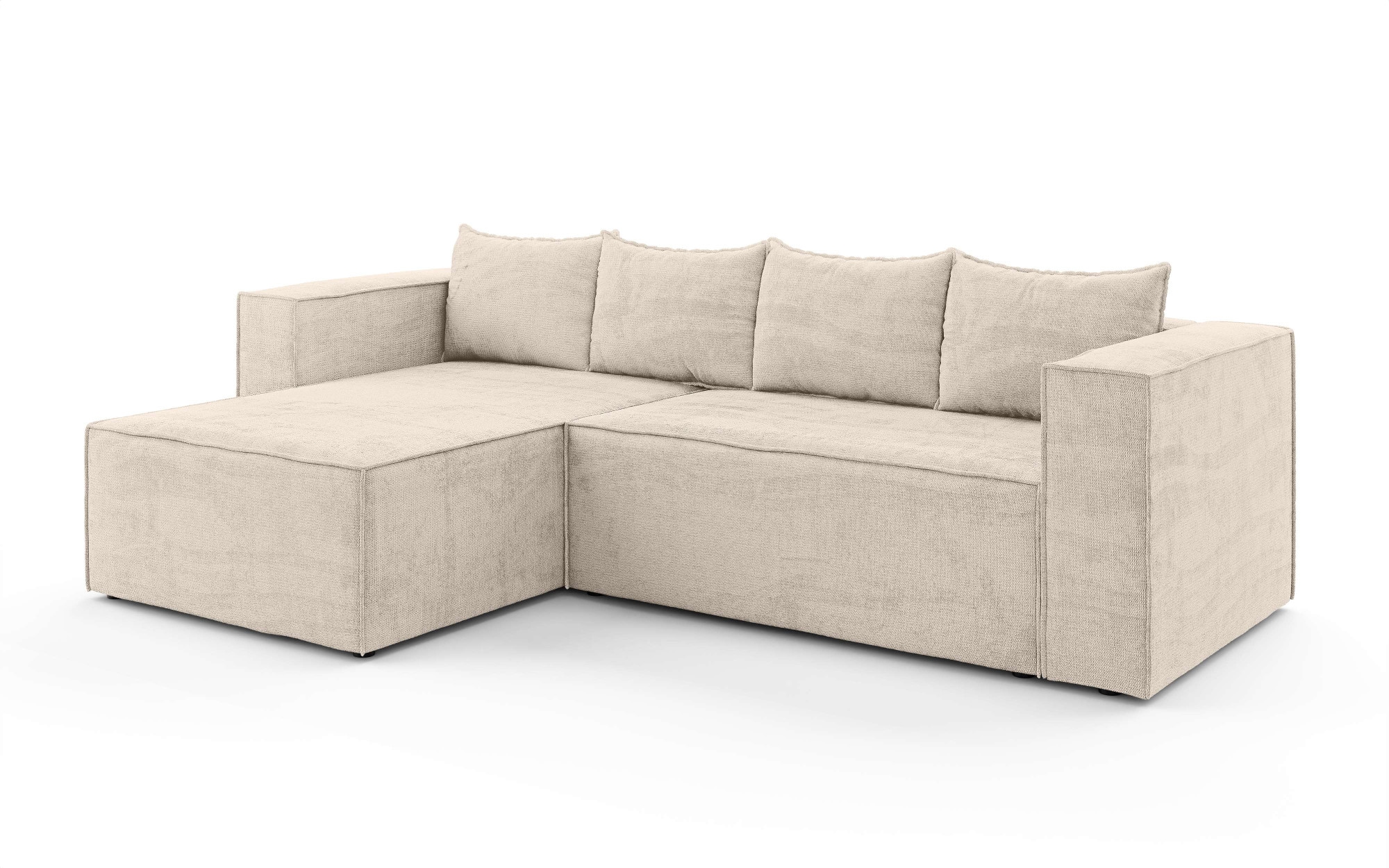 INOSIGN Ecksofa »LINCOLNVILLE mit Bettfunktion und Bettkasten, Maße B/H/T 244/76/150 cm«, L-Form mit Wellenunterfederung, Recamiere beidseitig montierbar