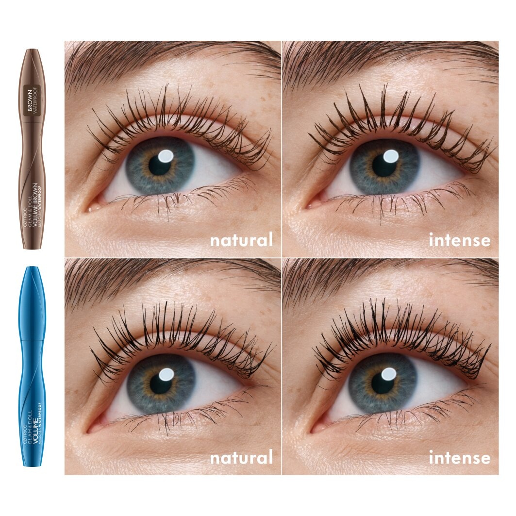 Catrice Mascara »Glam & Doll Volume Brown Mascara Waterproof«, (Set, 3 tlg.), Wasserfest und volumengebend für einen natürlichen Alltagslook!