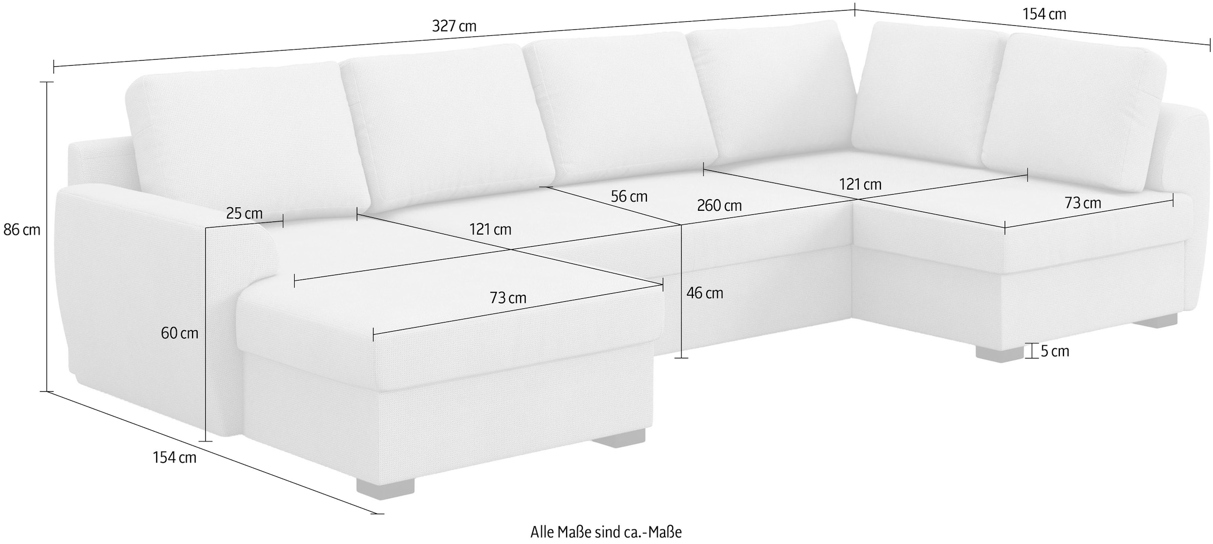 COTTA Wohnlandschaft »Drift U-Form« optional auch mit Schlaffunktion, Wellenunterfederung
