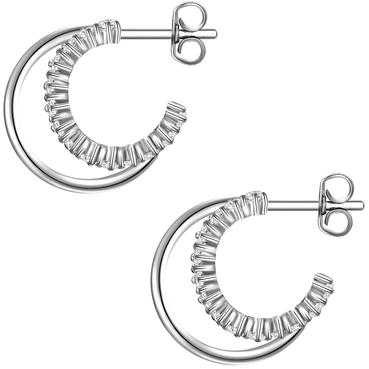 Glanzstücke München Paar Creolen »Set: GSM1344«, (2 tlg.), Creolen Sterling Silber Zirkonia weiß