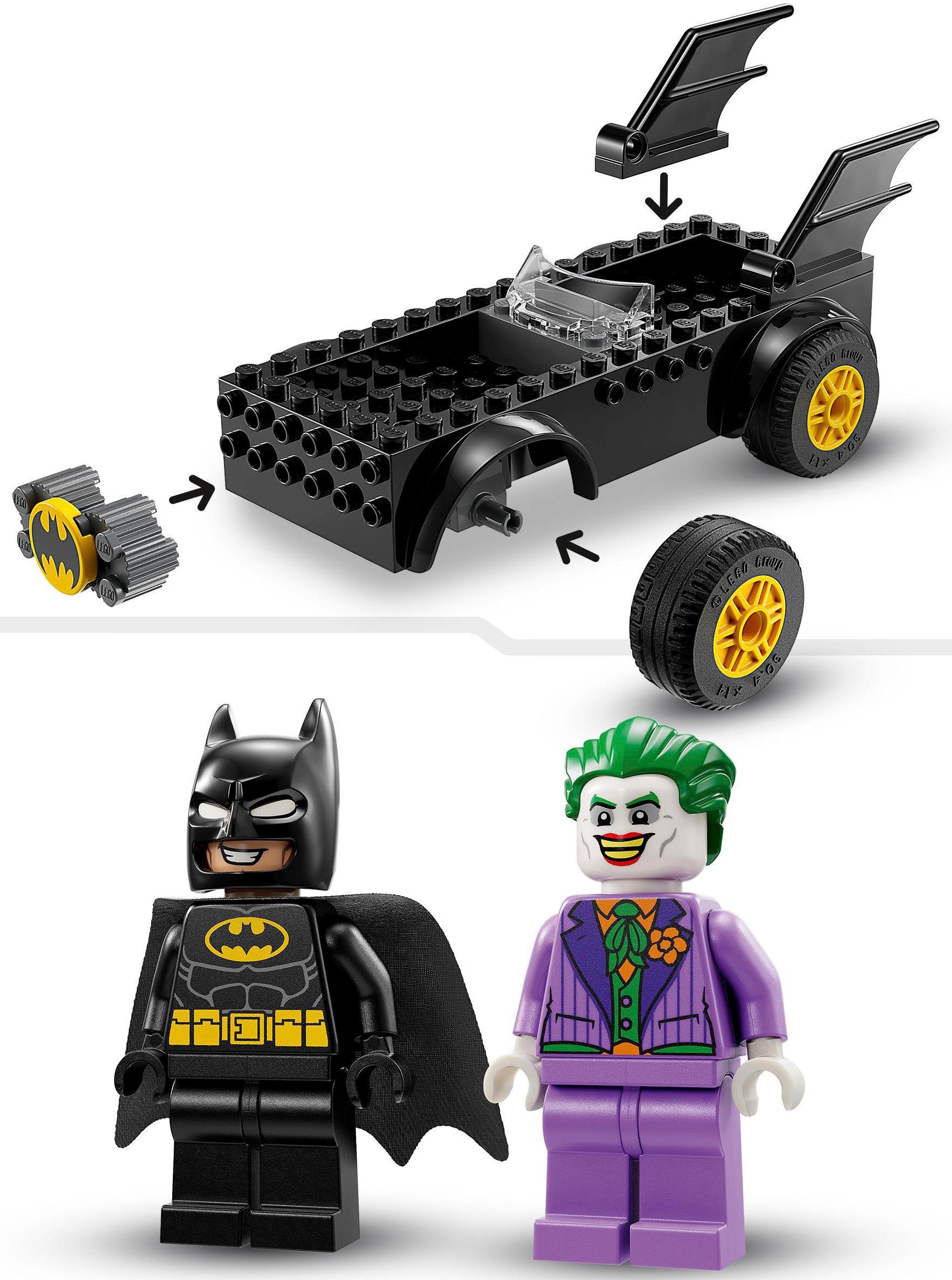 LEGO® Konstruktionsspielsteine »Verfolgungsjagd im Batmobile: Batman vs. Joker  (76264), LEGO® DC«, (54 St.), Made in Europe