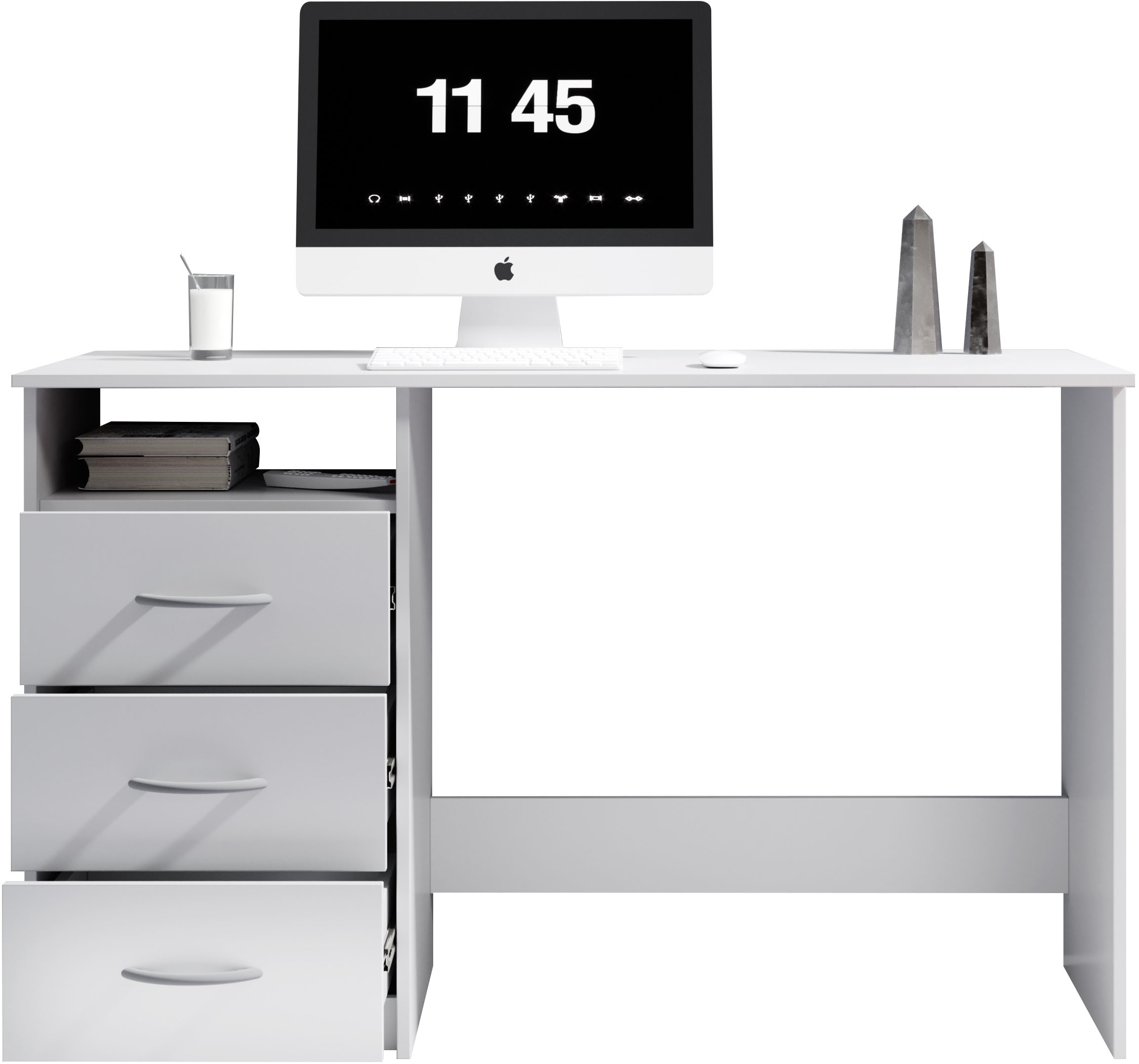 BEGA OFFICE Schreibtisch »Adria, Computertisch,«, Schubkästen rechts oder links montierbar, Breite 123 cm
