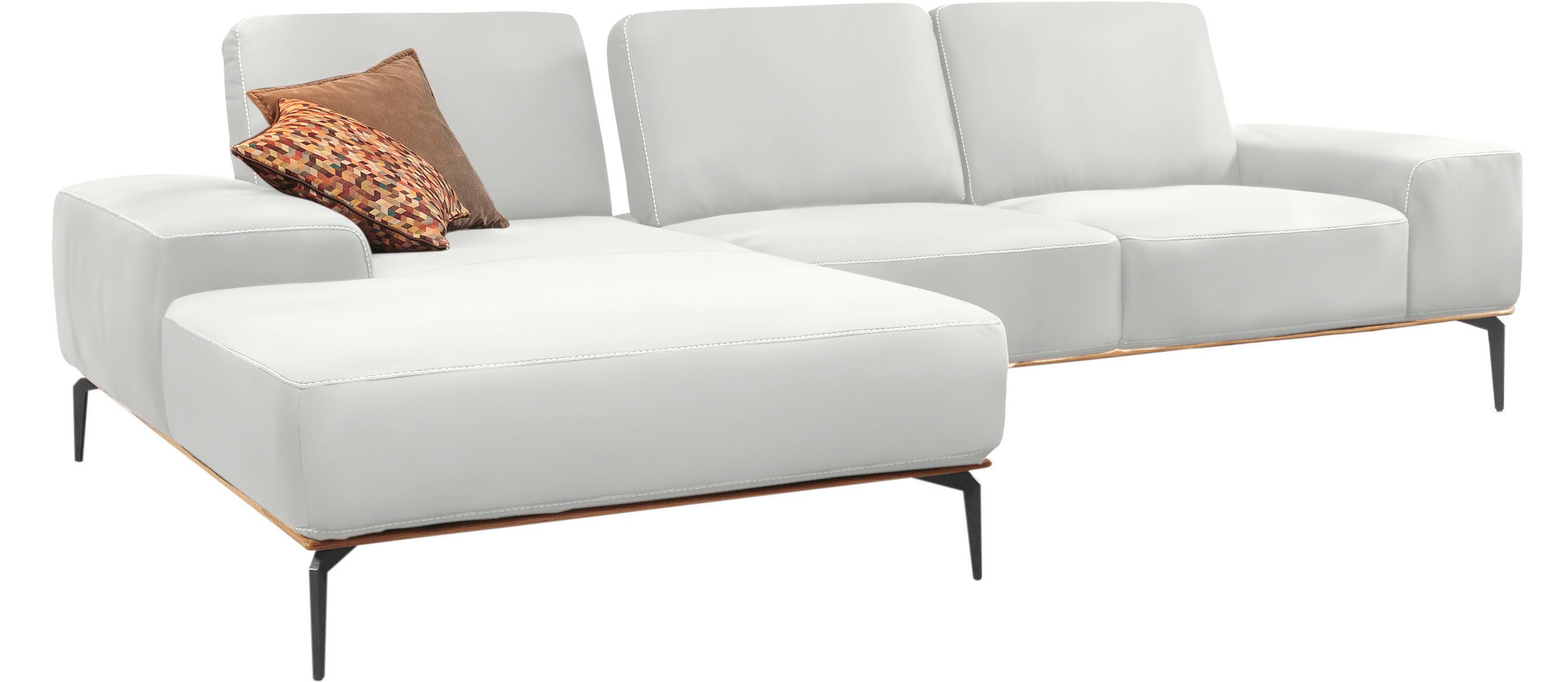 W.SCHILLIG Ecksofa »run, Designsofa mit tollem Sitzkomfort, bequem, L-Form«, mit Holzsockel, Füße in Schwarz pulverbeschichtet, Breite 299 cm