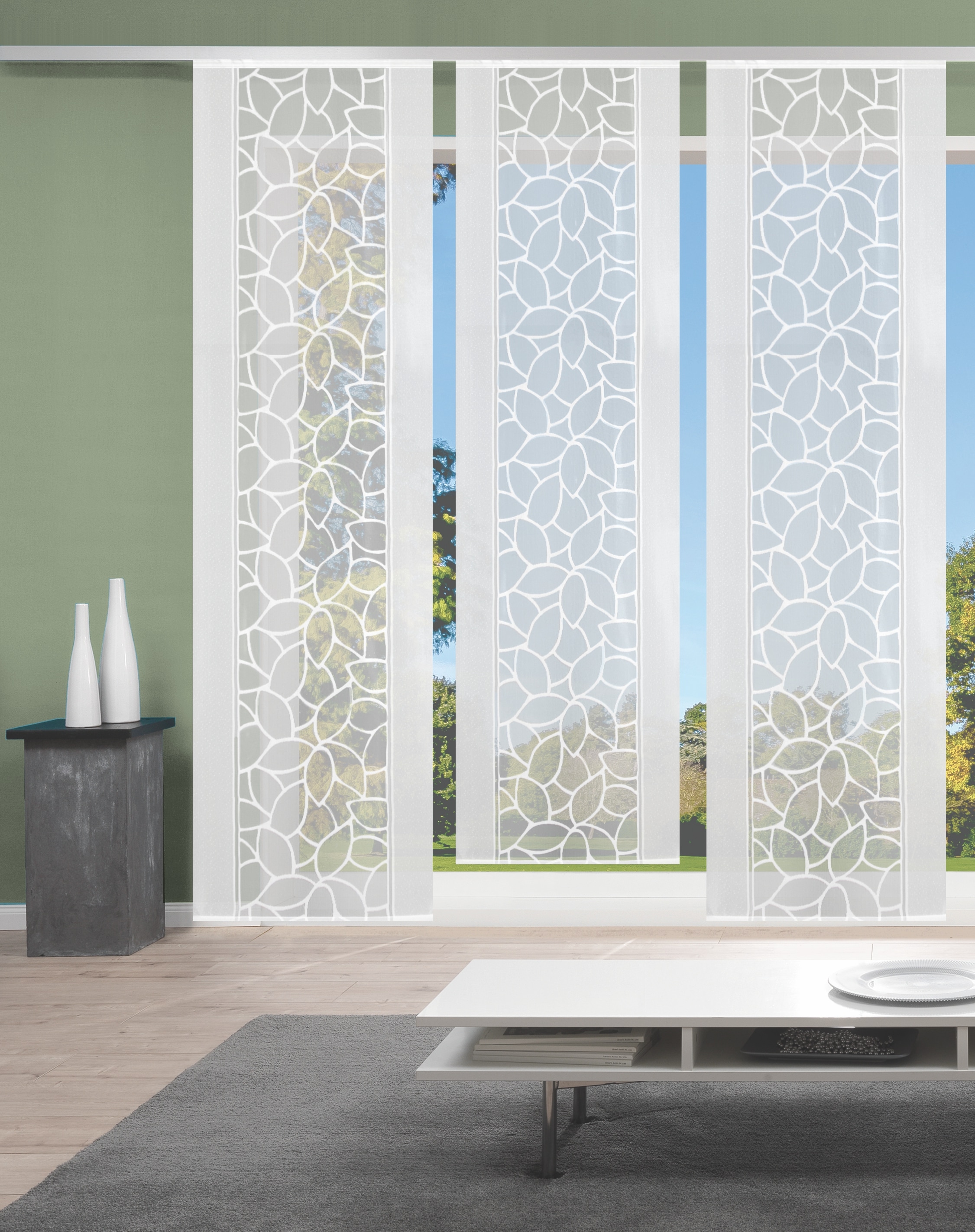 HOME WOHNIDEEN Schiebegardine »JENNA«, (3 St.), Schiebevorhang Jacquard Set günstig online kaufen