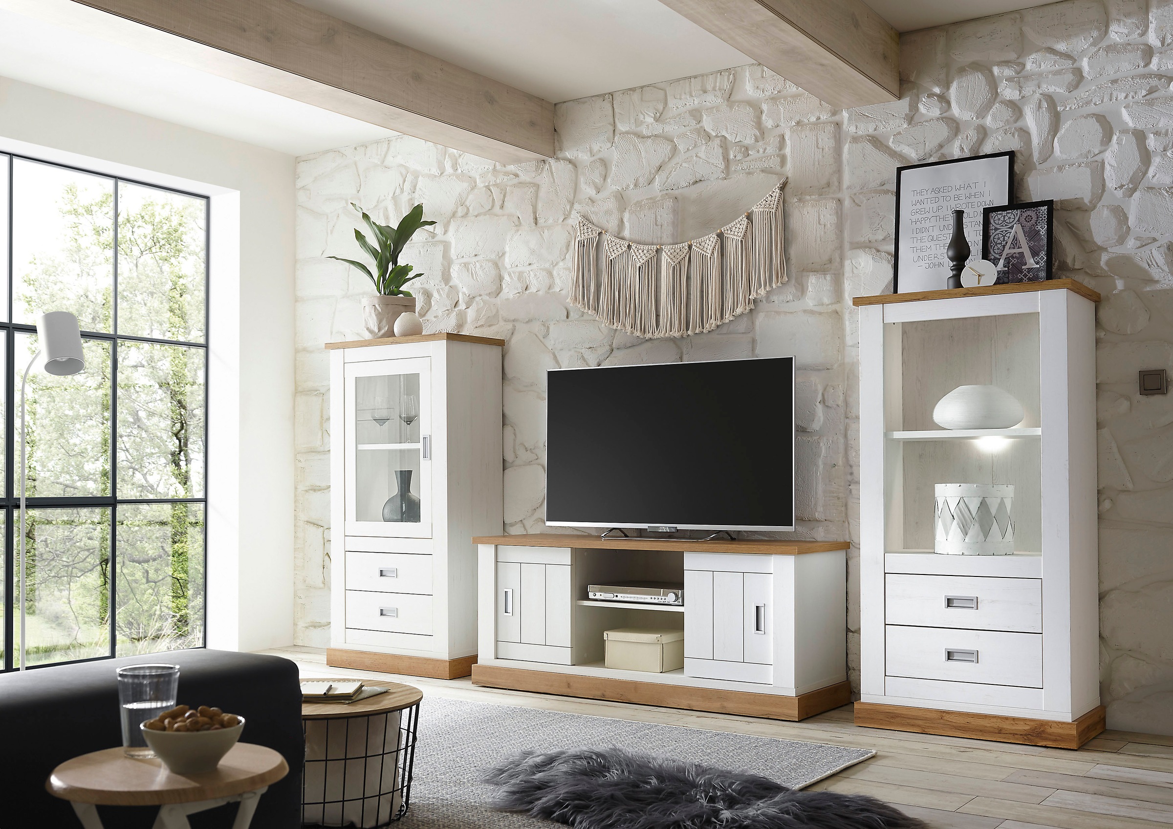 Home affaire Wohnwand »Orlando, moderne Anbauwand, Komplettset im Landhauss günstig online kaufen
