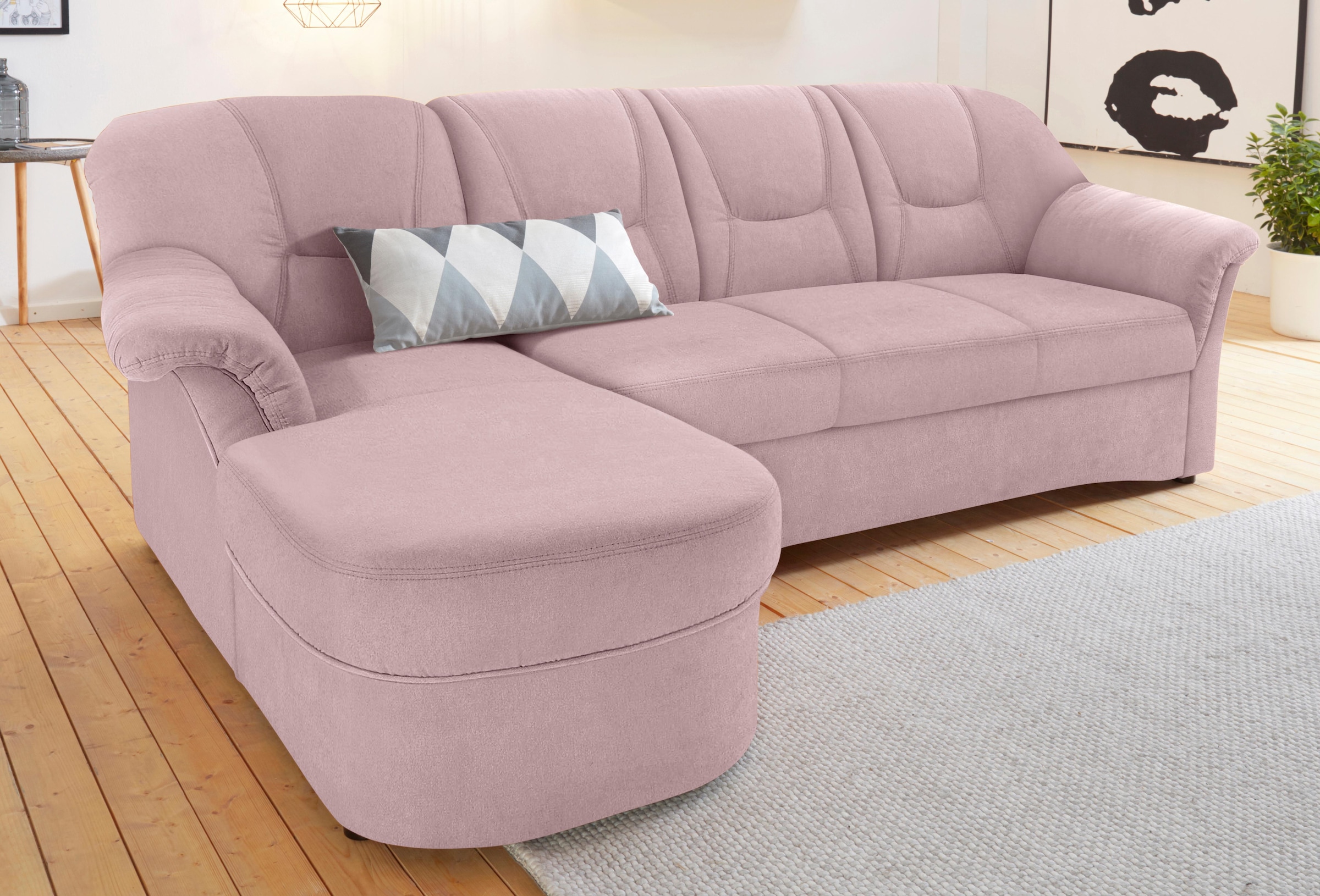 DOMO collection Ecksofa »Sarafina zeitlos und komfortabel, optional mit Federkern, L-Form«, wahlweise mit Bettfunktion