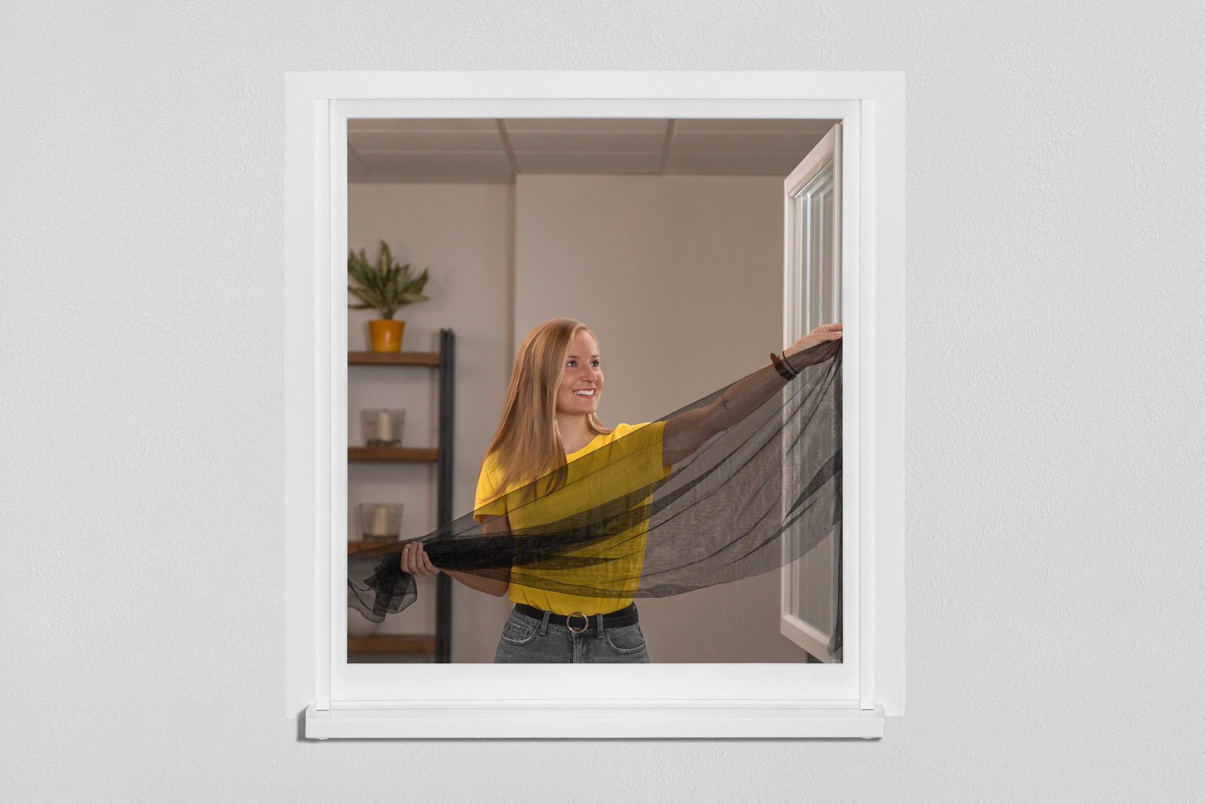 SCHELLENBERG Fliegengitter-Gewebe »für Fenster ohne bohren«, Insektenschutz inkl. Befestigungsband, 100 x 100 cm, weiß, anthrazit