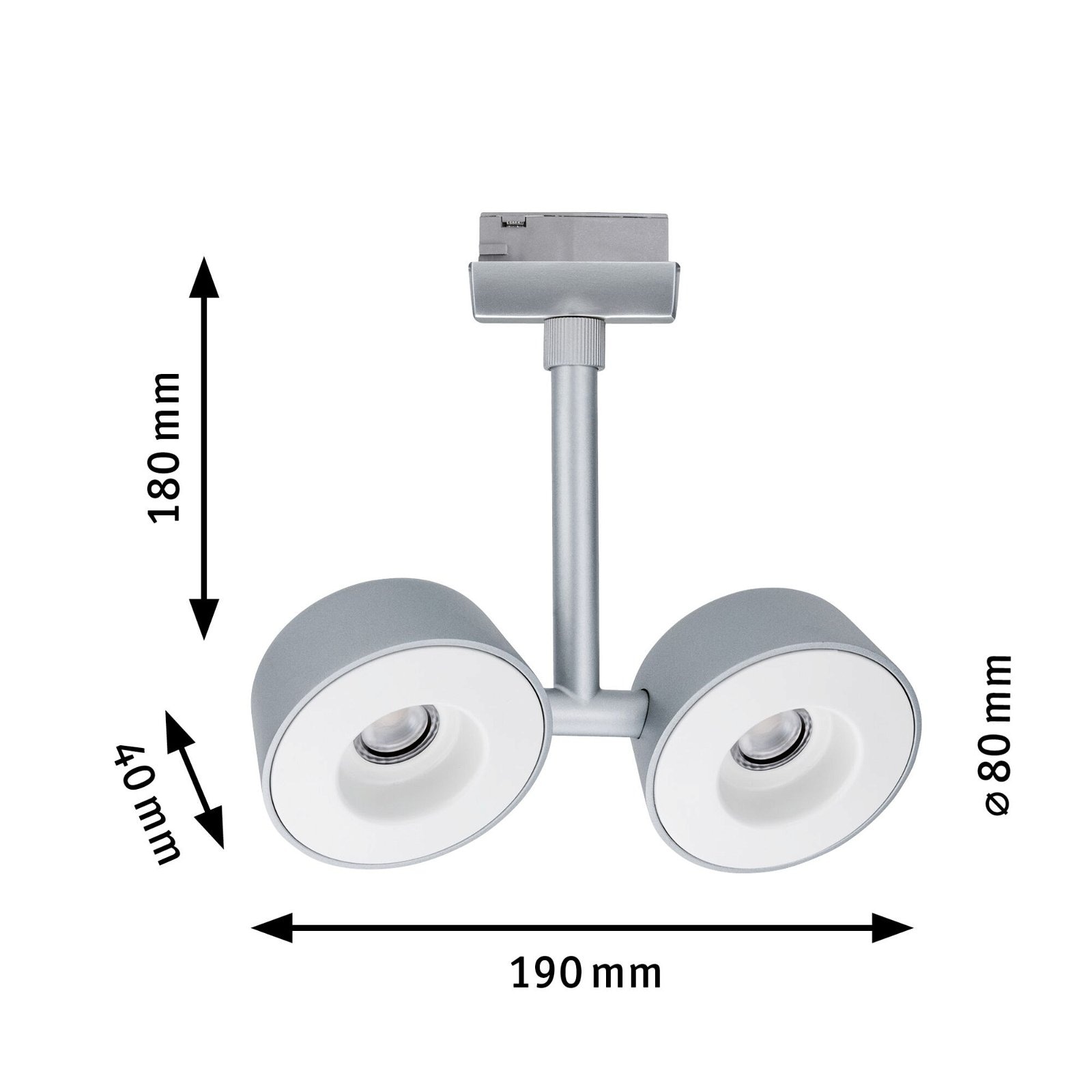Paulmann Schienensystem-Leuchten »URail Schienenspot Pellet 2x350lm 2x6,7W 2700K 230V Chrom matt, Weiß«, dimmbar, Doppelspot
