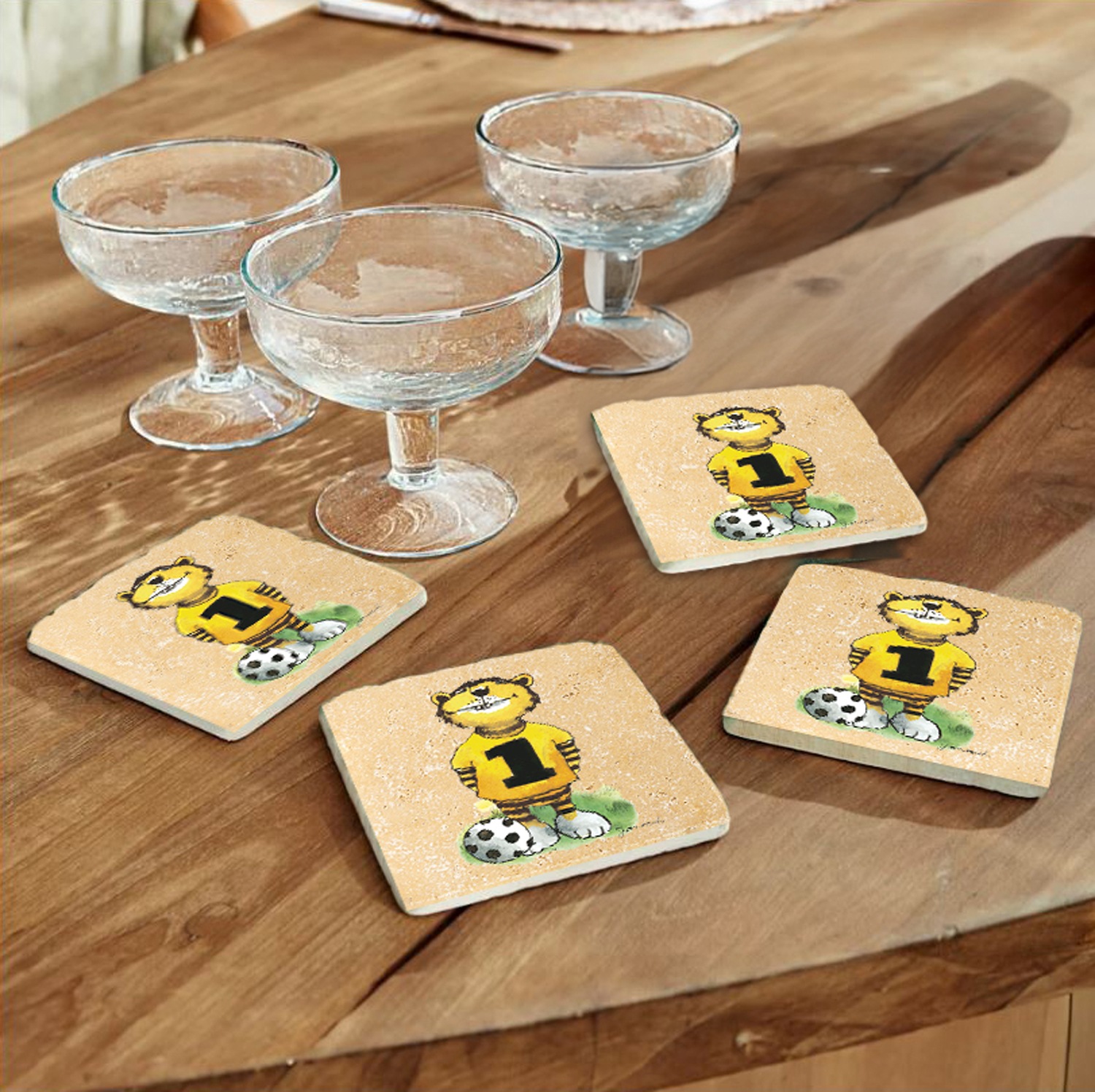 LuckyLinde Getränkeuntersetzer »Der Tiger mit Fußball«, (Set, 4 tlg.), Jano günstig online kaufen
