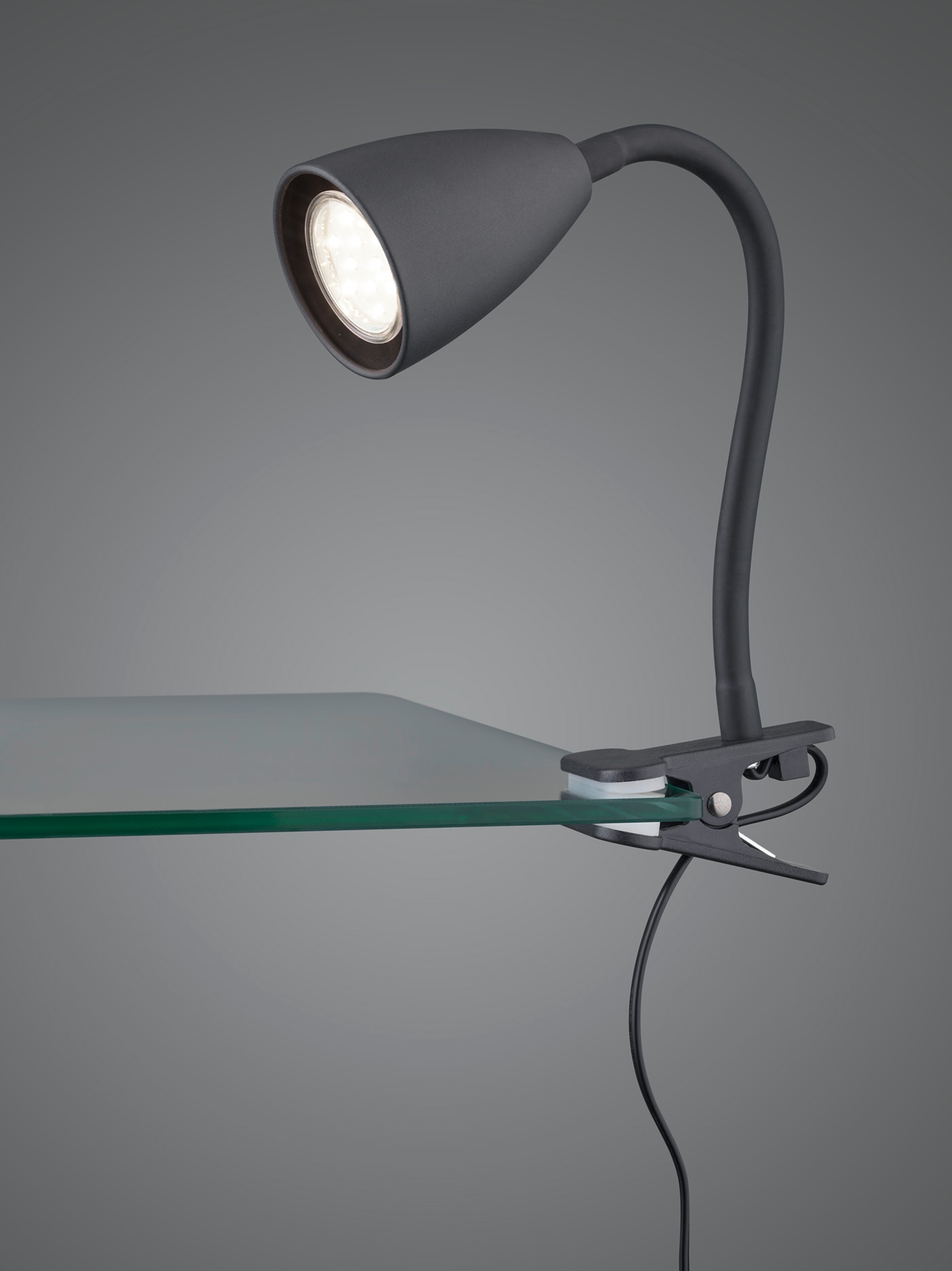 TRIO Leuchten Klemmleuchte »WANDA Leselampe mit Klemmhalterung exkl. 1xGU10 max 10W Schnurschalter«, 1 flammig, Leuchtmittel GU10 | Leuchtmittel wechselbar, flexibel verstellbar, ideal für Büro Regal Schreibtisch Arbeitsplatz