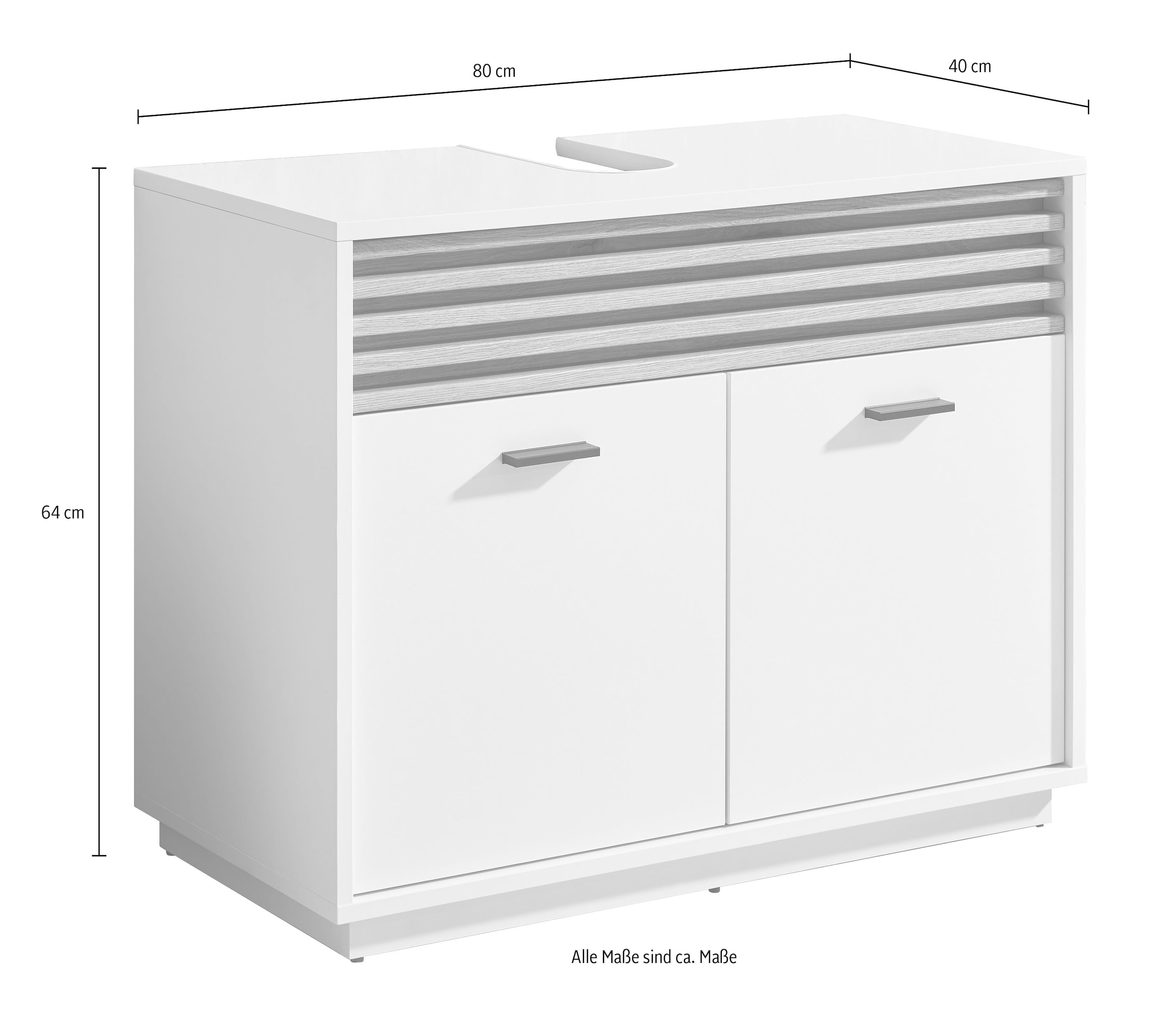 BASIC by Balculina Waschbeckenunterschrank »Liguria B/H/T 80x64x40 cm« 1 Stk. tlg. Breite 80cm, Unterflurauszug, FSC-Mix 70%