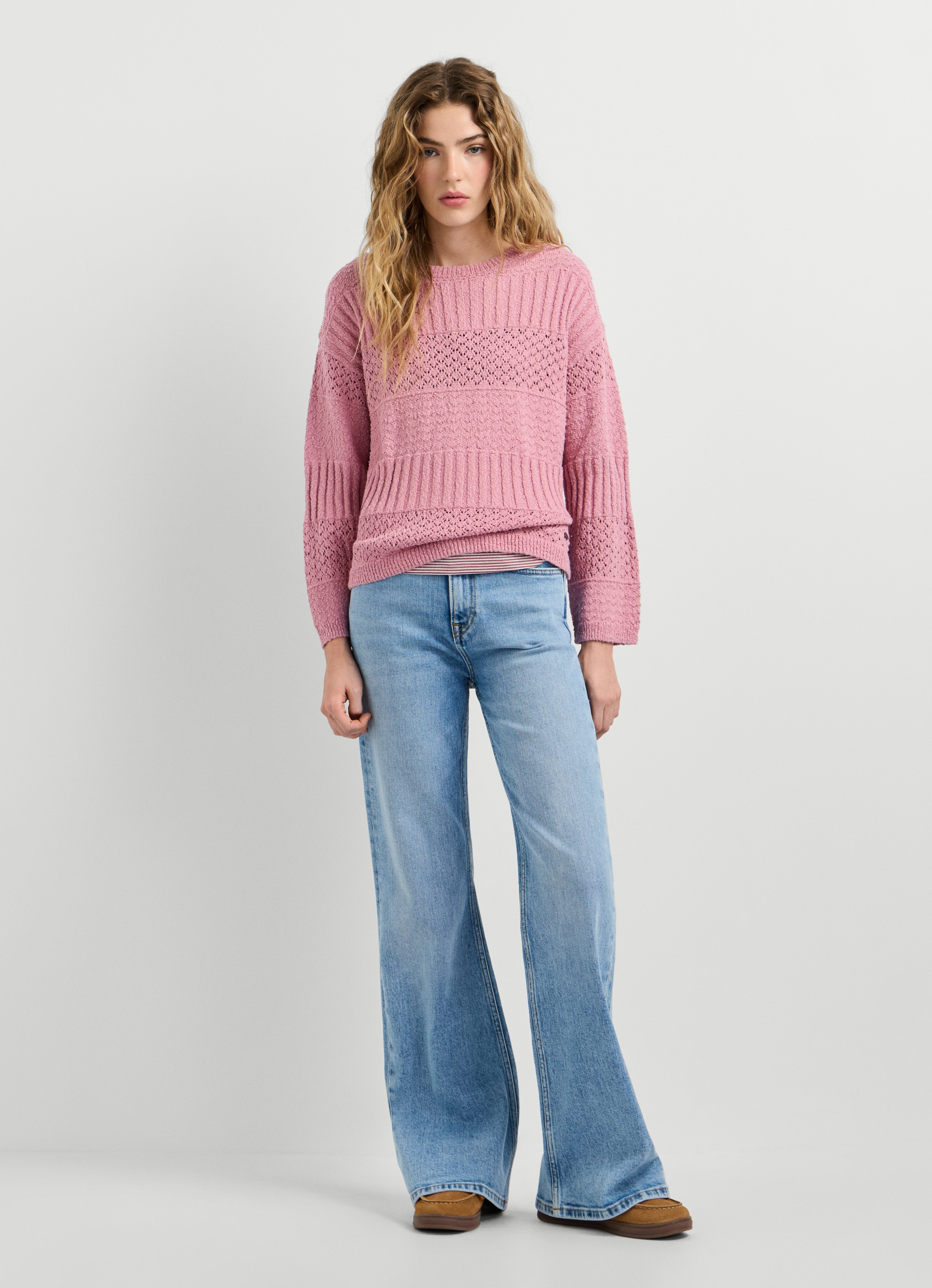 Pepe Jeans Strickpullover »ALAYA« im Strukturmix, reine Baumwolle