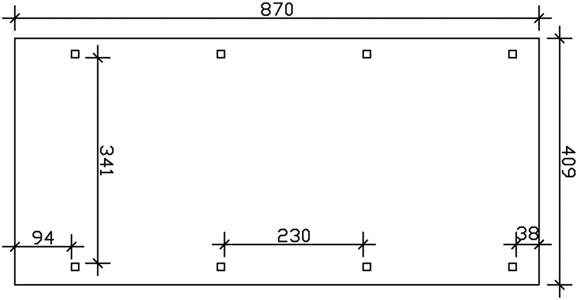 Skanholz Einzelcarport »Wendland«, Leimholz-Fichte, 341 cm, Eiche hell, mit Aluminiumdach, rote Blende
