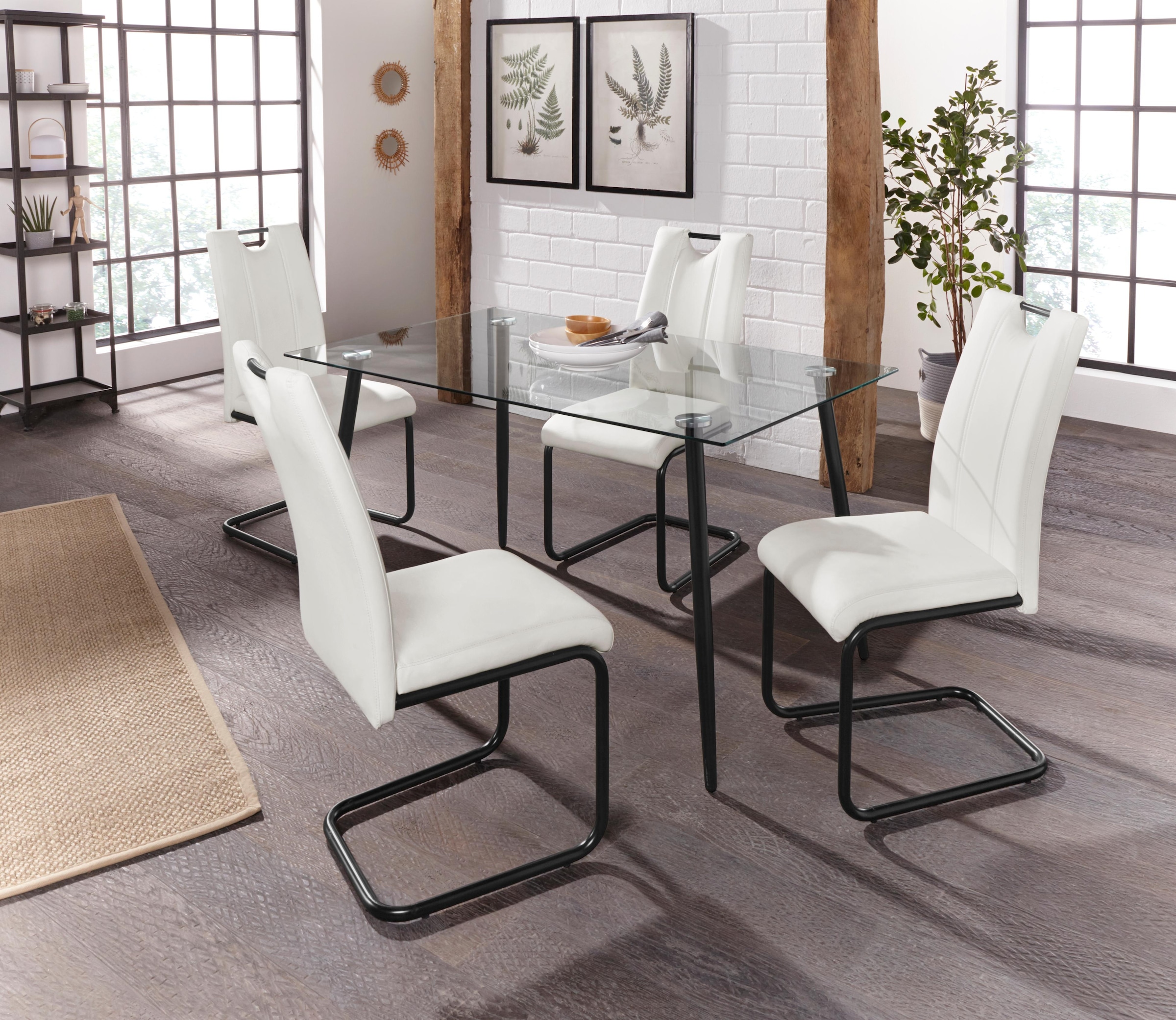 INOSIGN Glastisch »Danny, TOPSELLER!«, (Esstisch, Glastisch), Esstisch Breite 140 cm, Metallapplikationen, modernes Design
