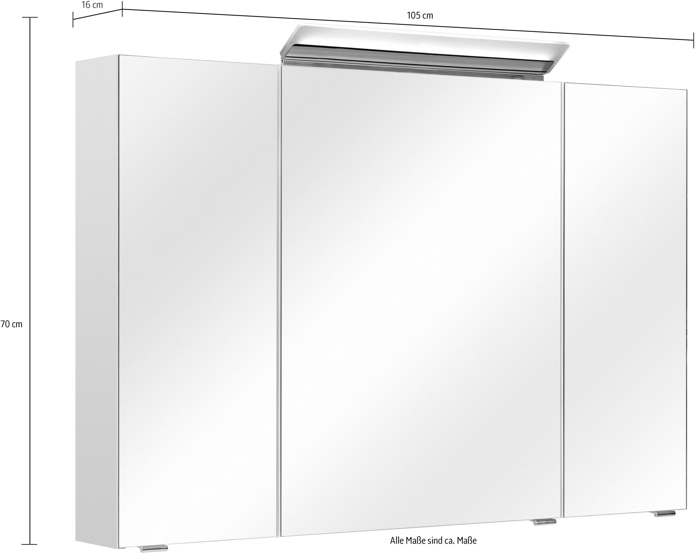 Saphir Badmöbel-Set »Quickset 341 3-teilig, Mineralmarmor-Waschtisch und LED-Spiegelschrank«, (Set, 3 St.), mit Midischrank, inkl. Türdämpfer, 7 Türen, 1 Schublade
