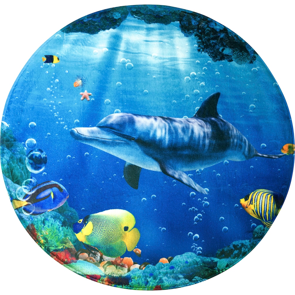 Sanilo Schaum-Badematte »Delphin Korallen«, Höhe 15 mm, Memory Schaum-rutschhemmend beschichtet, fußbodenheizungsgeeignet-schnell trocknend-strapazierfähig