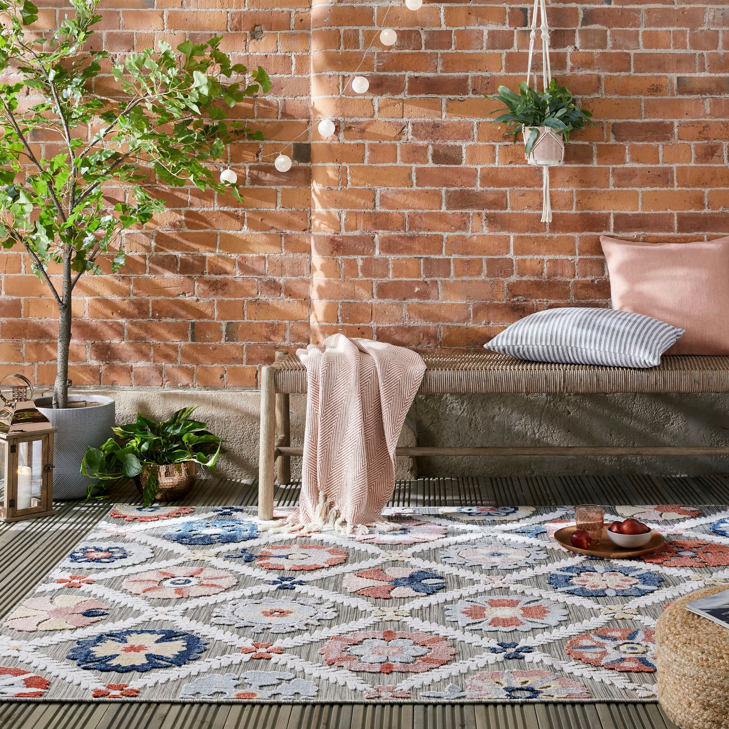 FLAIR RUGS Teppich »Flora«, rechteckig, 2 mm Höhe, Outdoor geeignet, Hoch-Tief Effekt