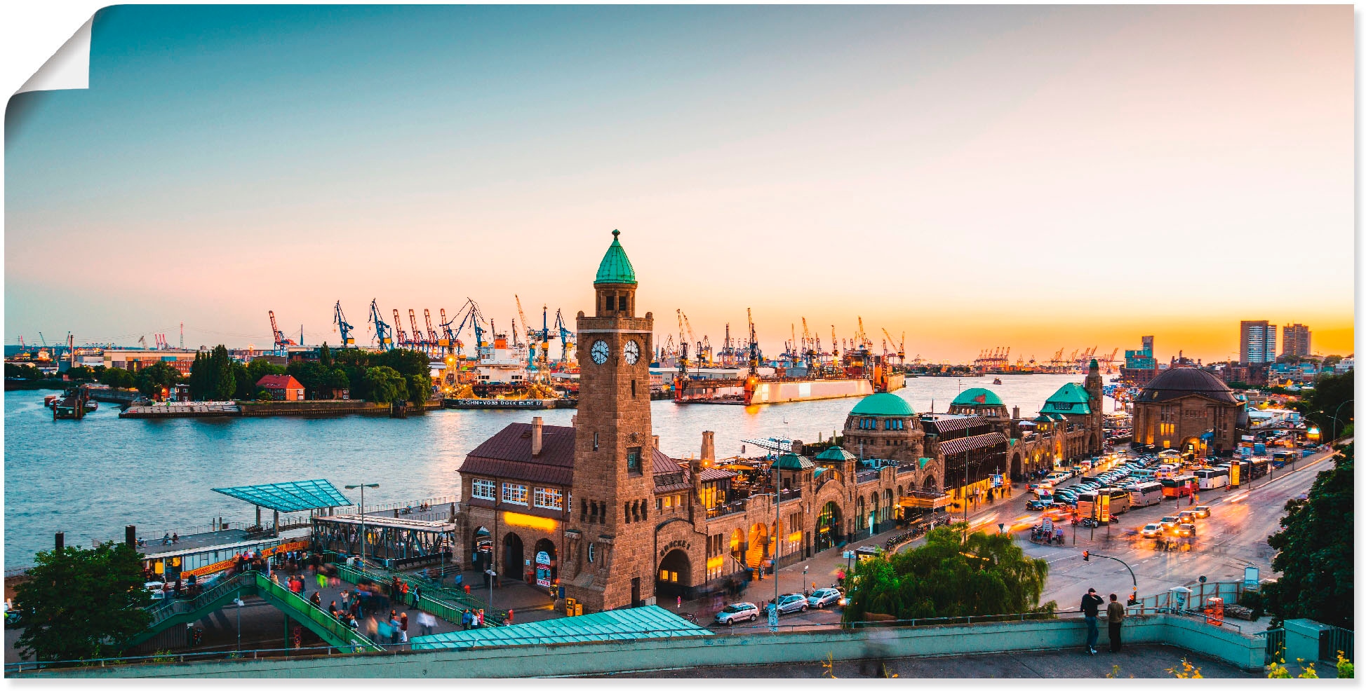 Artland Wandbild »Hamburg Hafen und Landungsbrücken«, Deutschland, (1 St.), günstig online kaufen