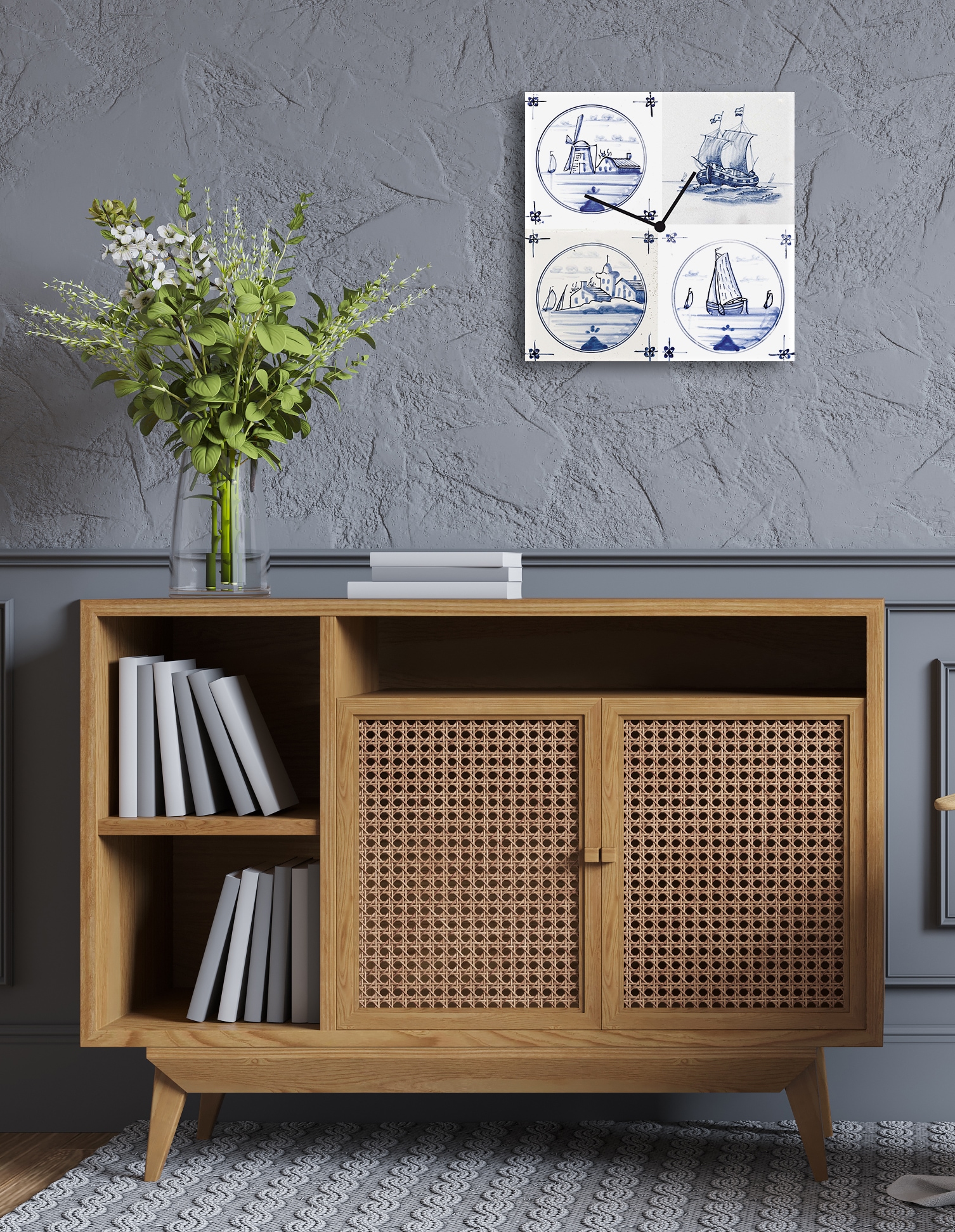 Home affaire Wanduhr »Maritim, Fliesenoptik« Uhr, geräuschlos, Segelschiff, günstig online kaufen