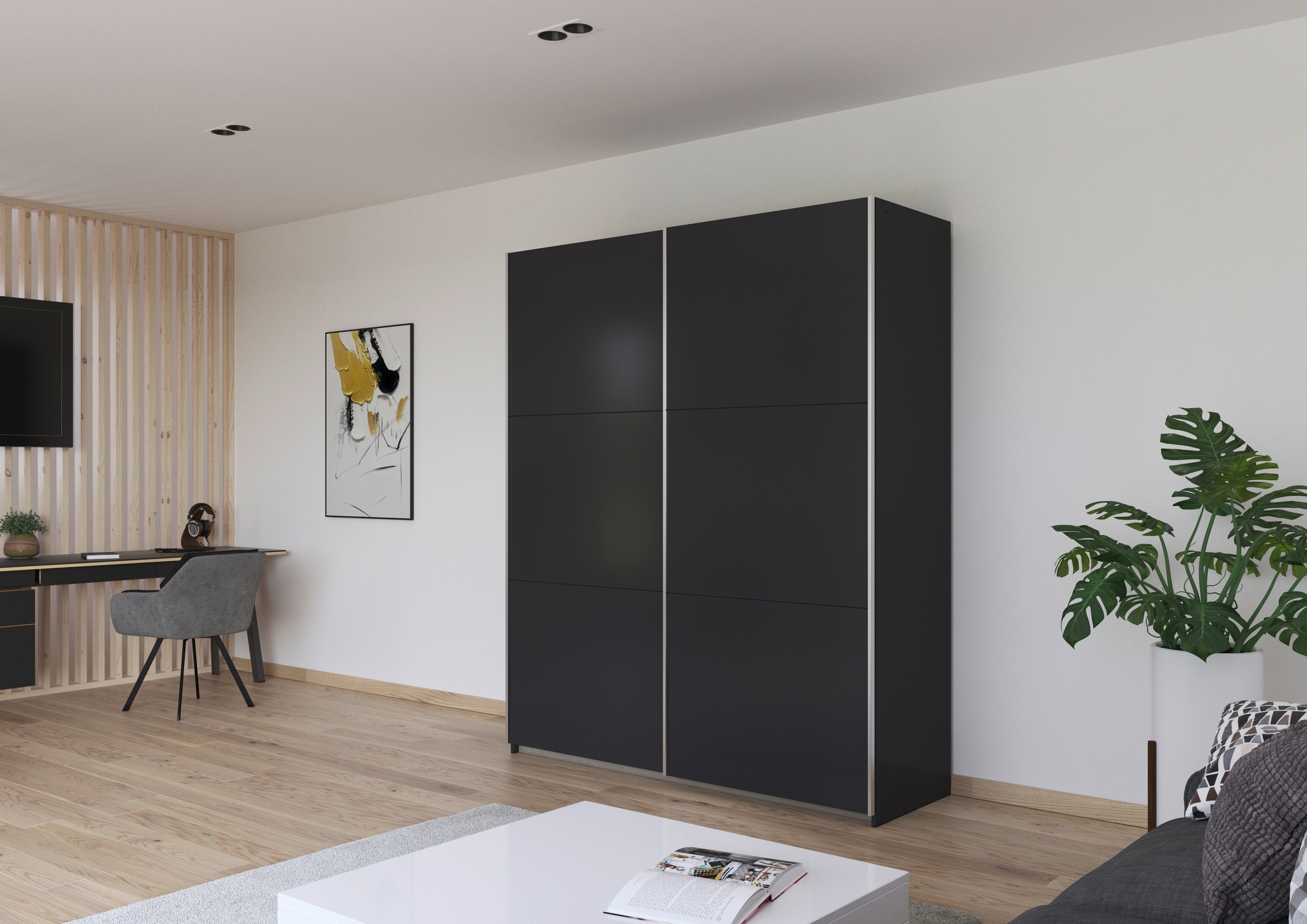 rauch Schwebetürenschrank »Kleiderschrank Drehtürenschrank Schrank Garderobe KRONACH TOPSELLER« in 3 Ausstattungen BASIC/CLASSIC/PREMIUM, Breiten 131/175/218/261 cm,  optional ohne, mit 1 oder 2 Spiegel, viel Stauraum MADE IN GERMANY