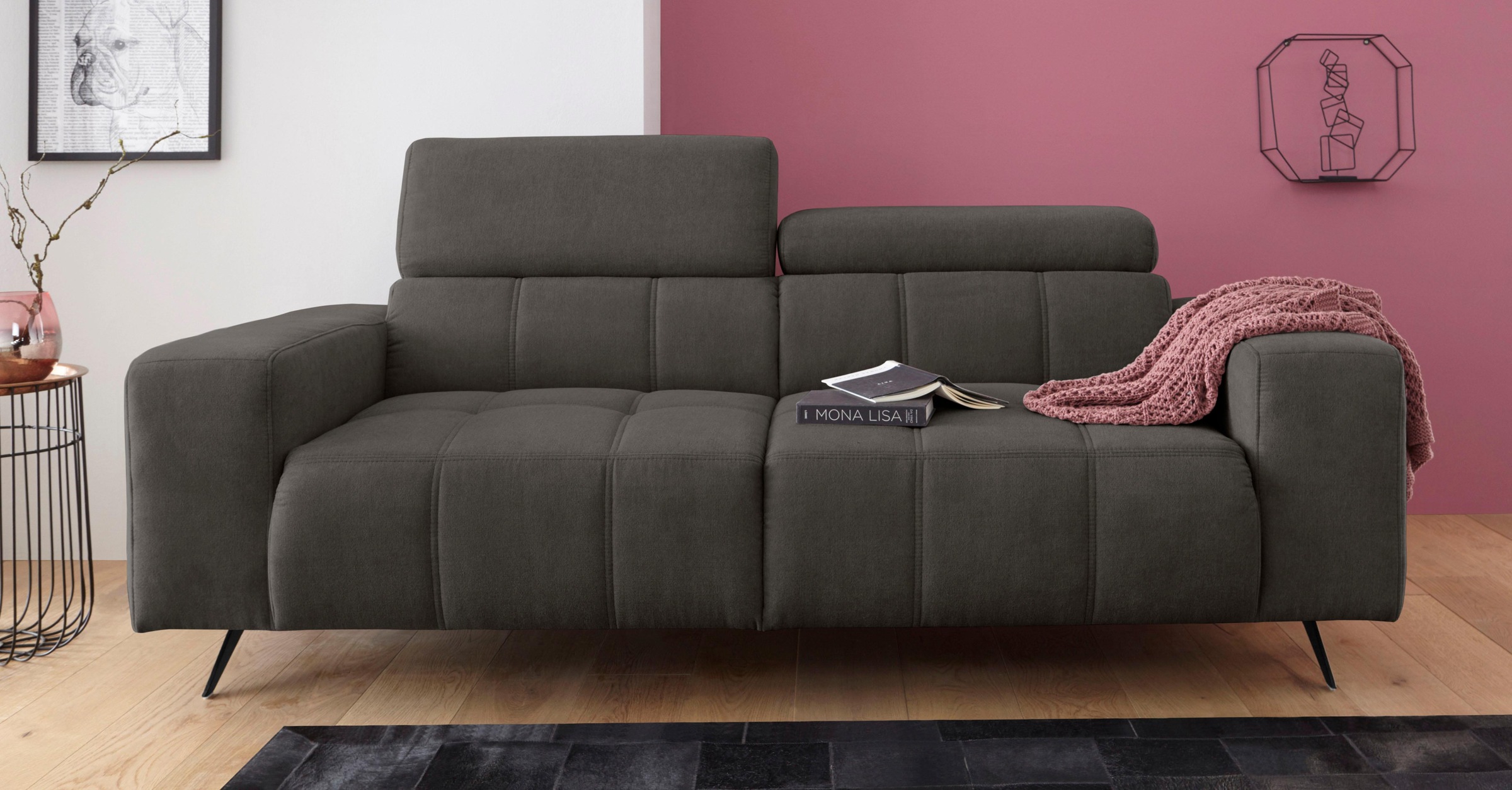 DOMO collection 2-Sitzer »Trento, mit Kufenfuß oder Einzelfuß«, wahlweise mit Kopfteilverstellung und in zwei Größen erhältlich